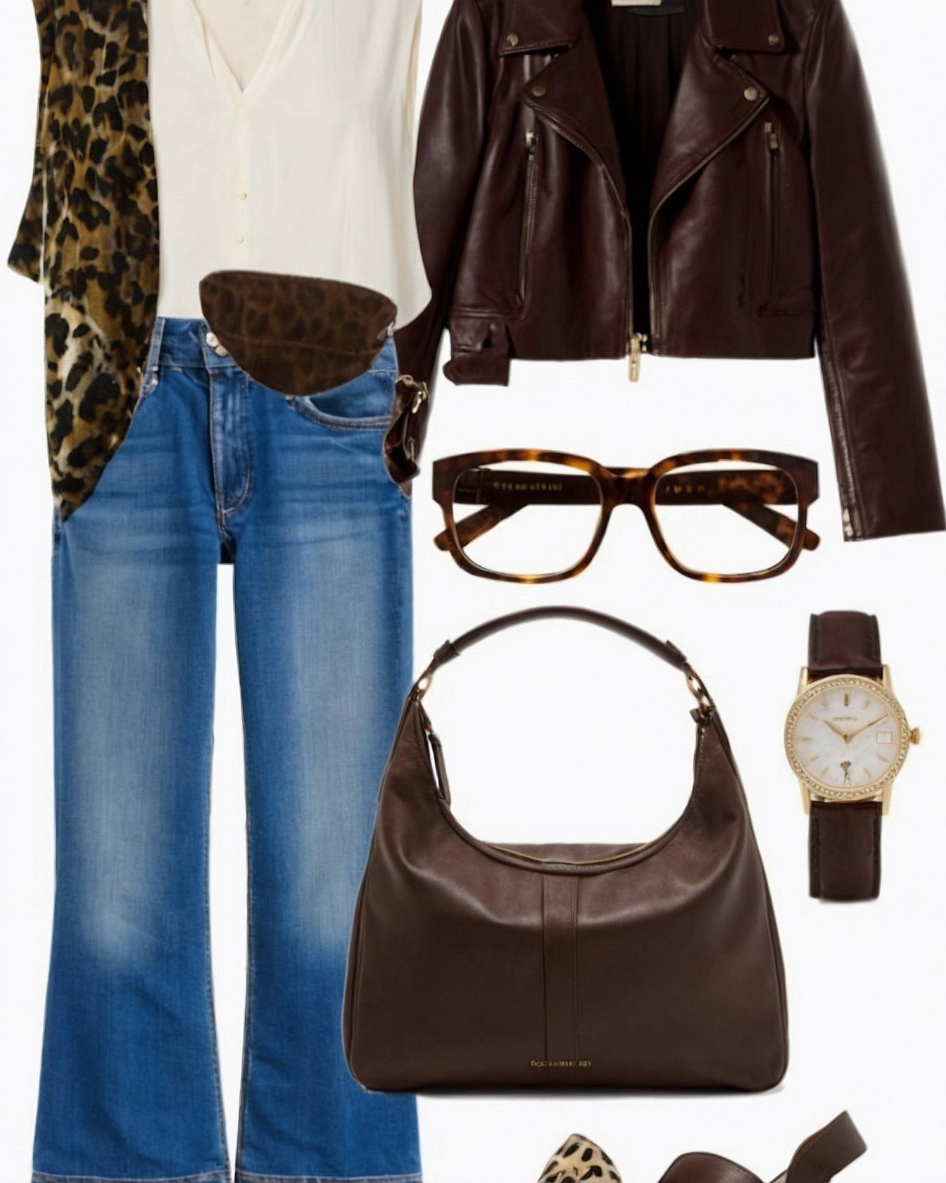 Contrasting Leopard Print with Rich Leather and Denim