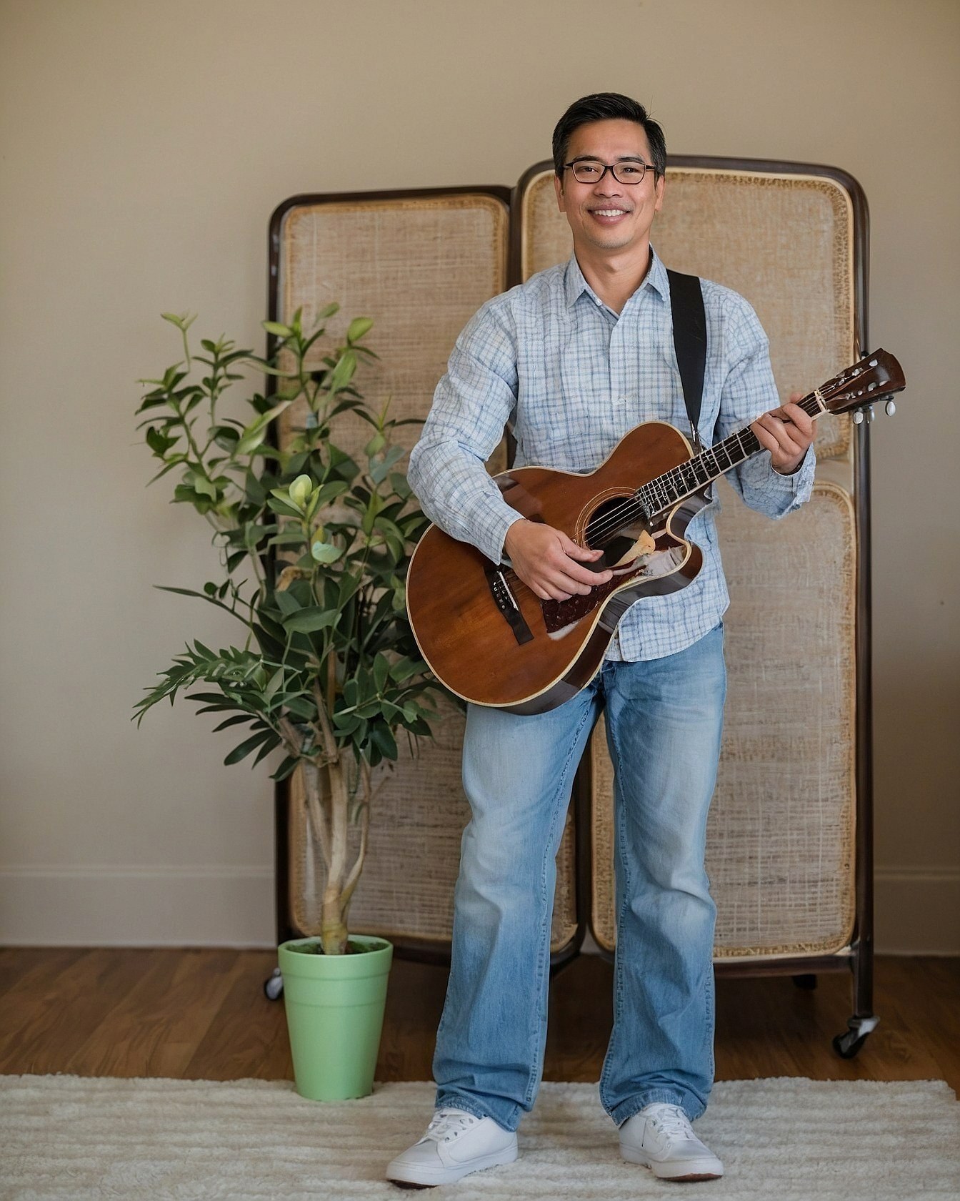 Casual Button-Down and Light Wash Denim