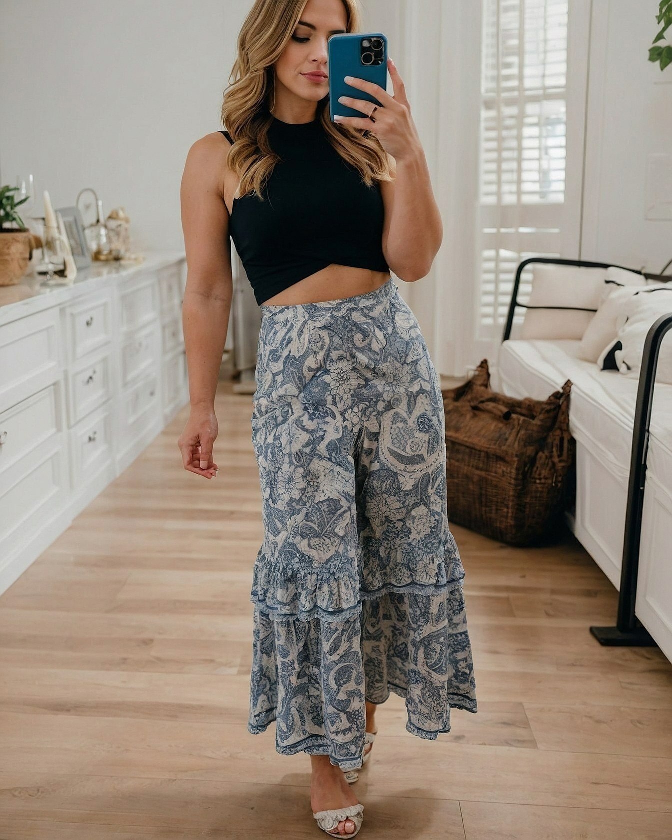 Bold Pattern Meets Sleek Silhouette for Evening Brunch