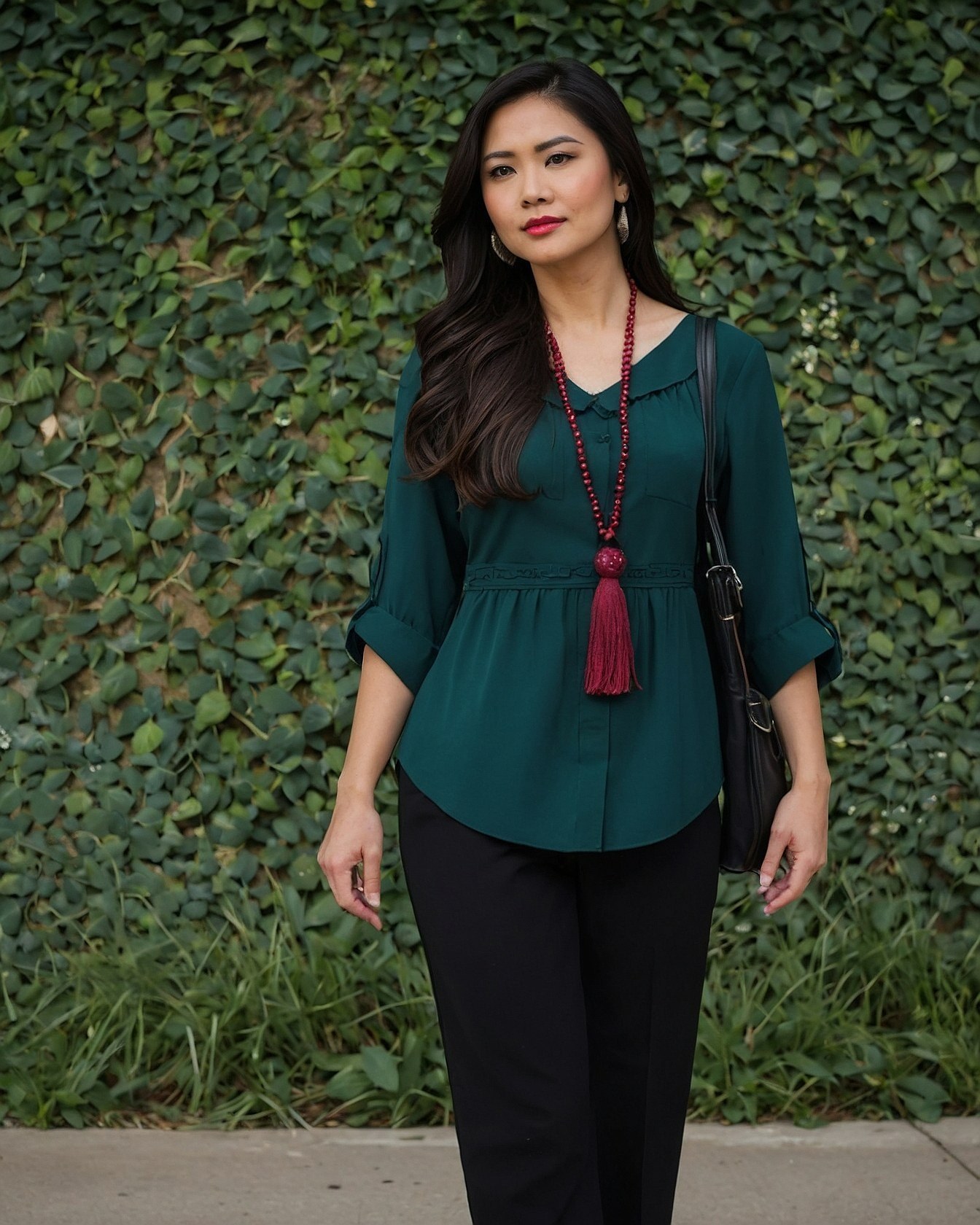 Structured Trousers Meet Flowy Blouse