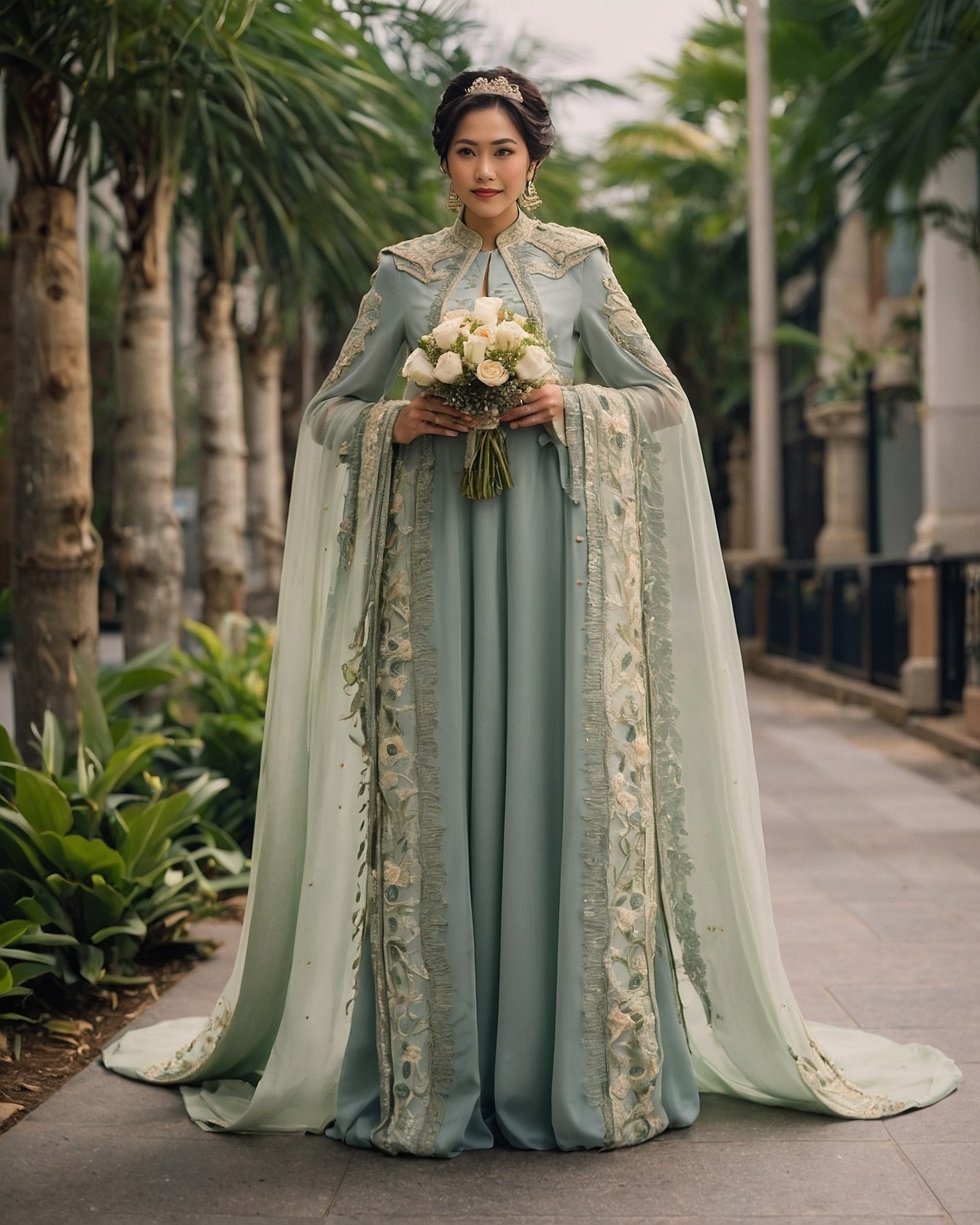 Regal Attire Meets Natural Elements