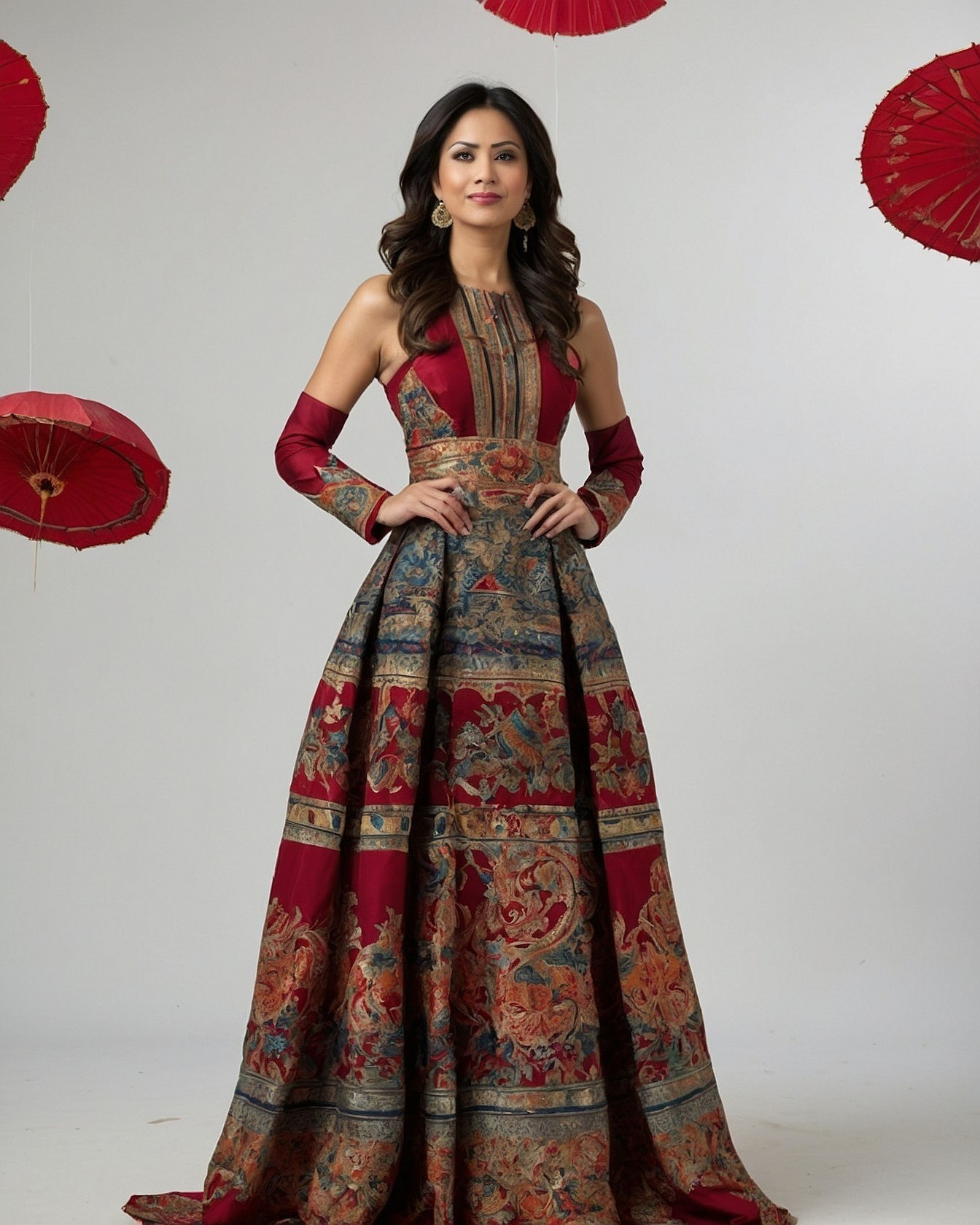 Structured Bodice Meets Flowing Printed Skirt
