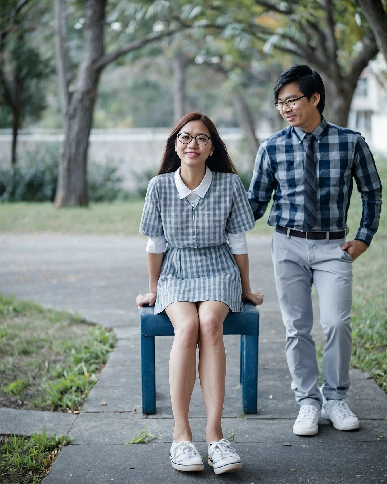 A Playful Contrast: Vintage Checks and Modern Style