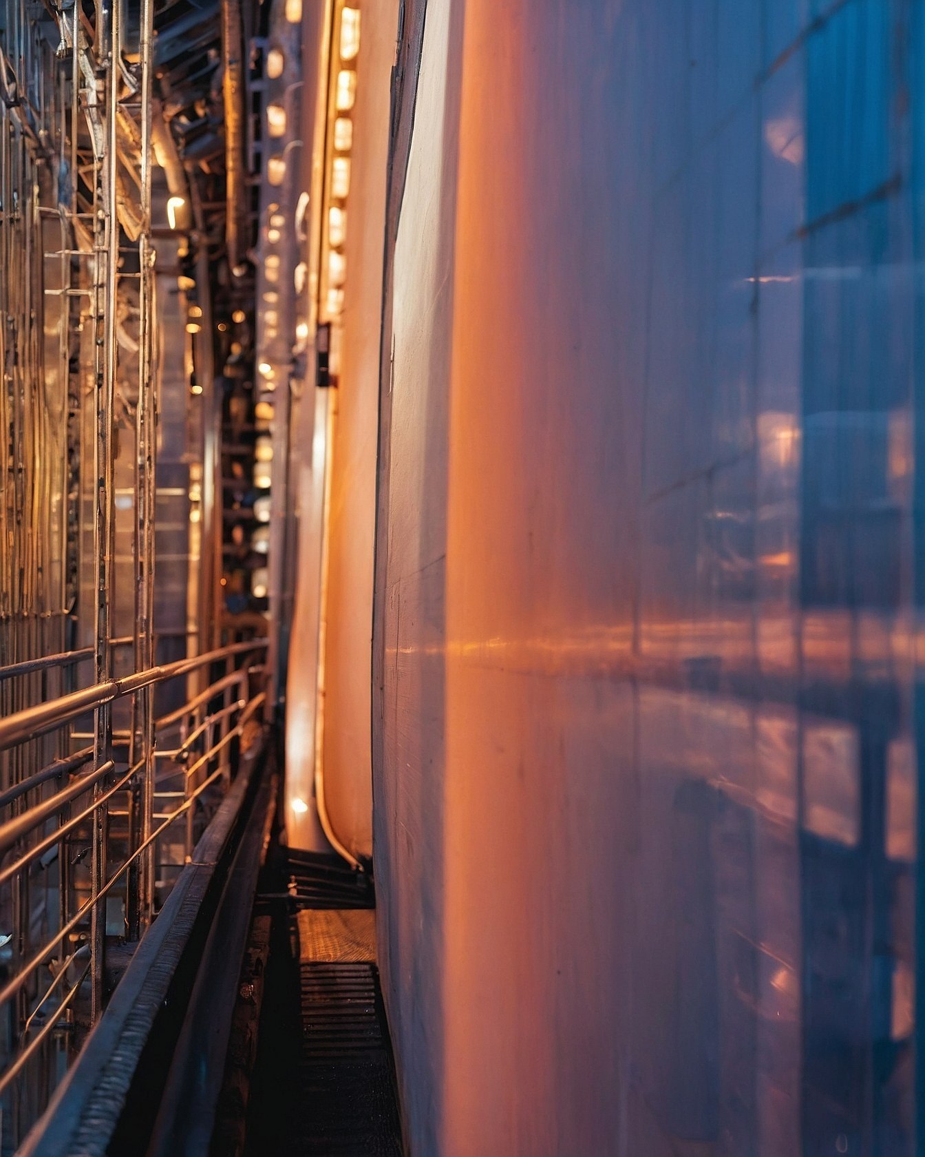 Industrial Structure Meets Reflected Sunset Hues