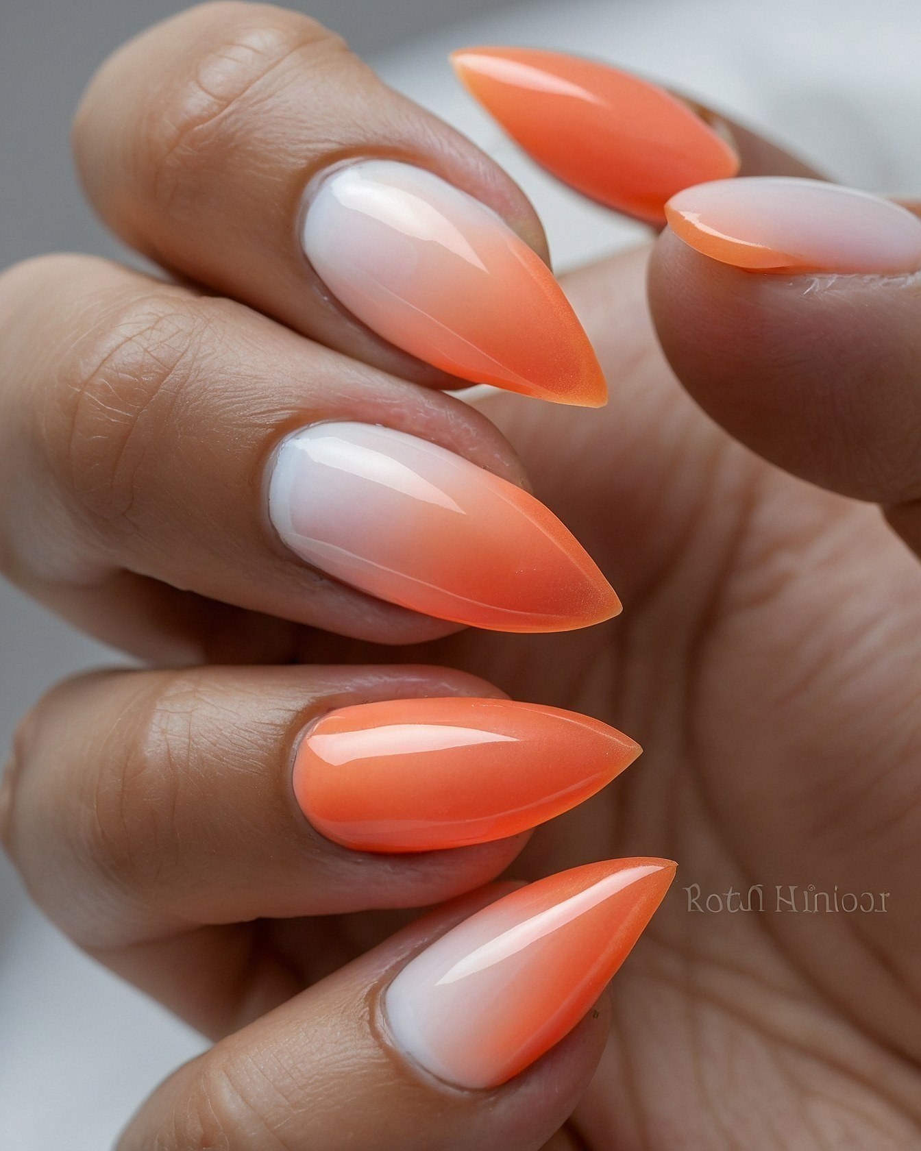 Sharp Almonds: White to Coral Gradient