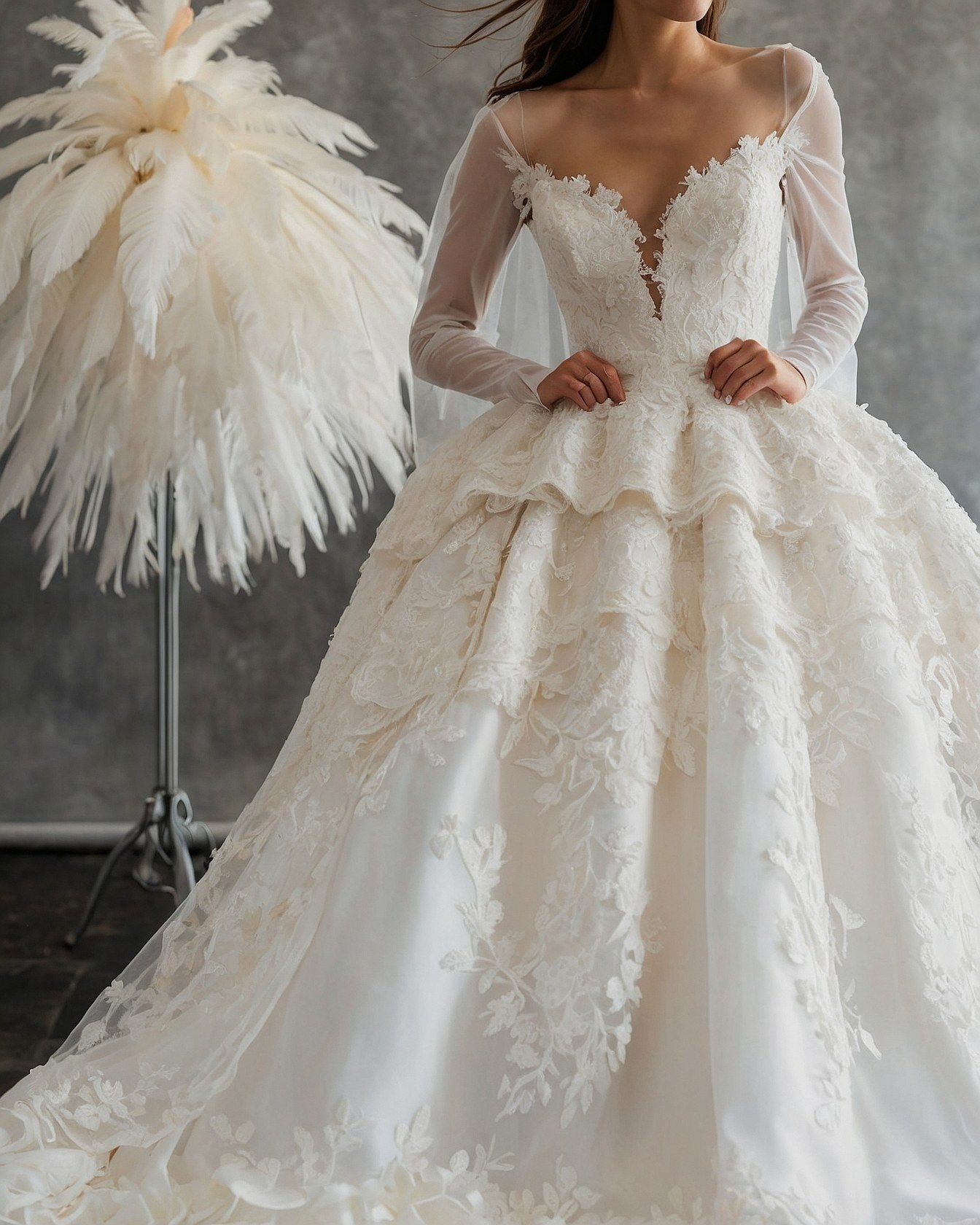 Sculptural Bodice Meets Ethereal Skirt Layers