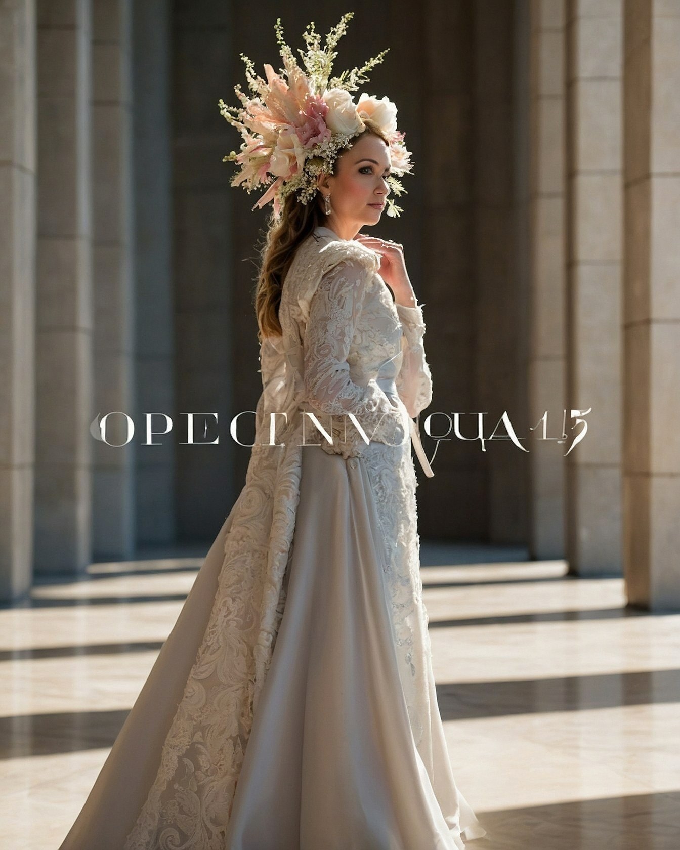 Dramatic Floral Crown Meets Delicate Lace