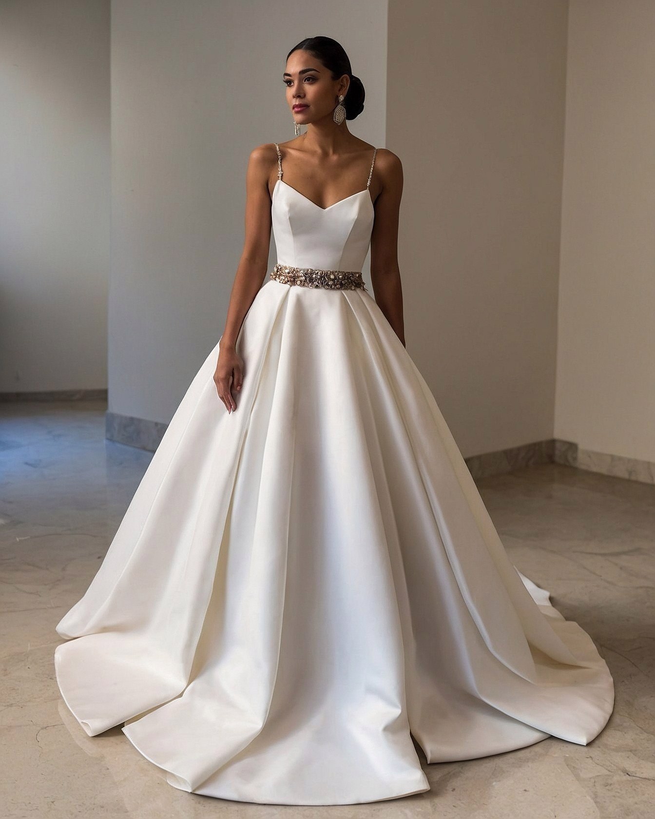 Structured Bodice Meets Voluminous Skirt Design