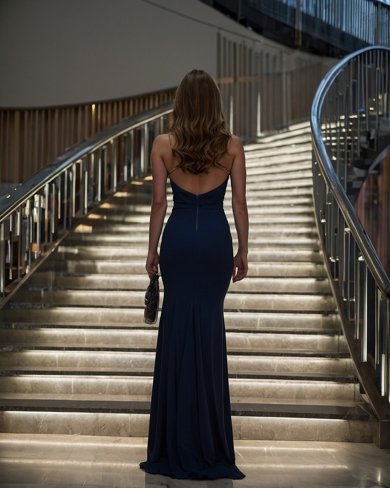 Structured Staircase Meets Flowing Silhouette