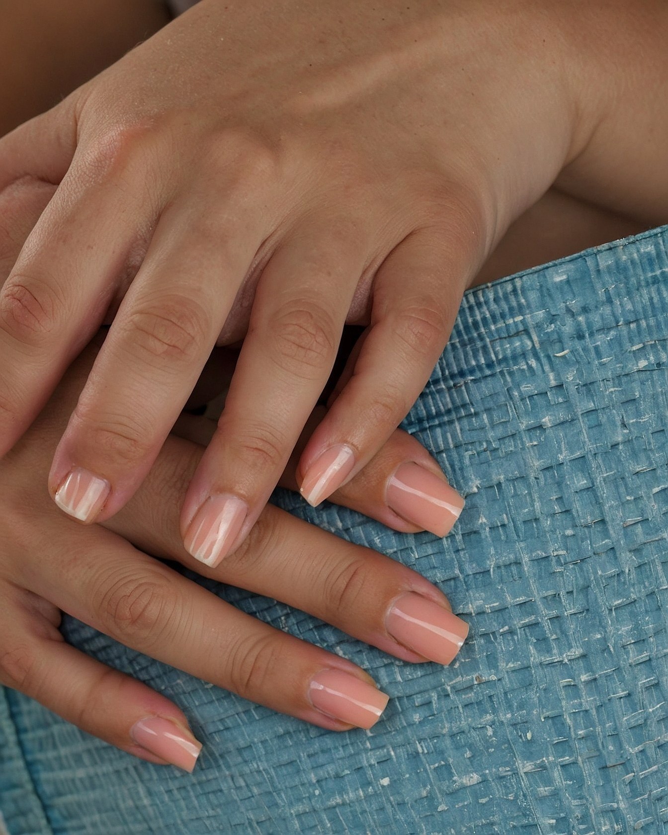 Contrast of Polished Nails Against Textured Background