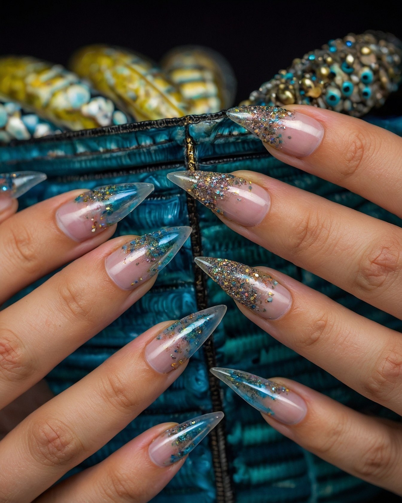 Sharp Stiletto Nails Contrasting with Soft, Natural Base