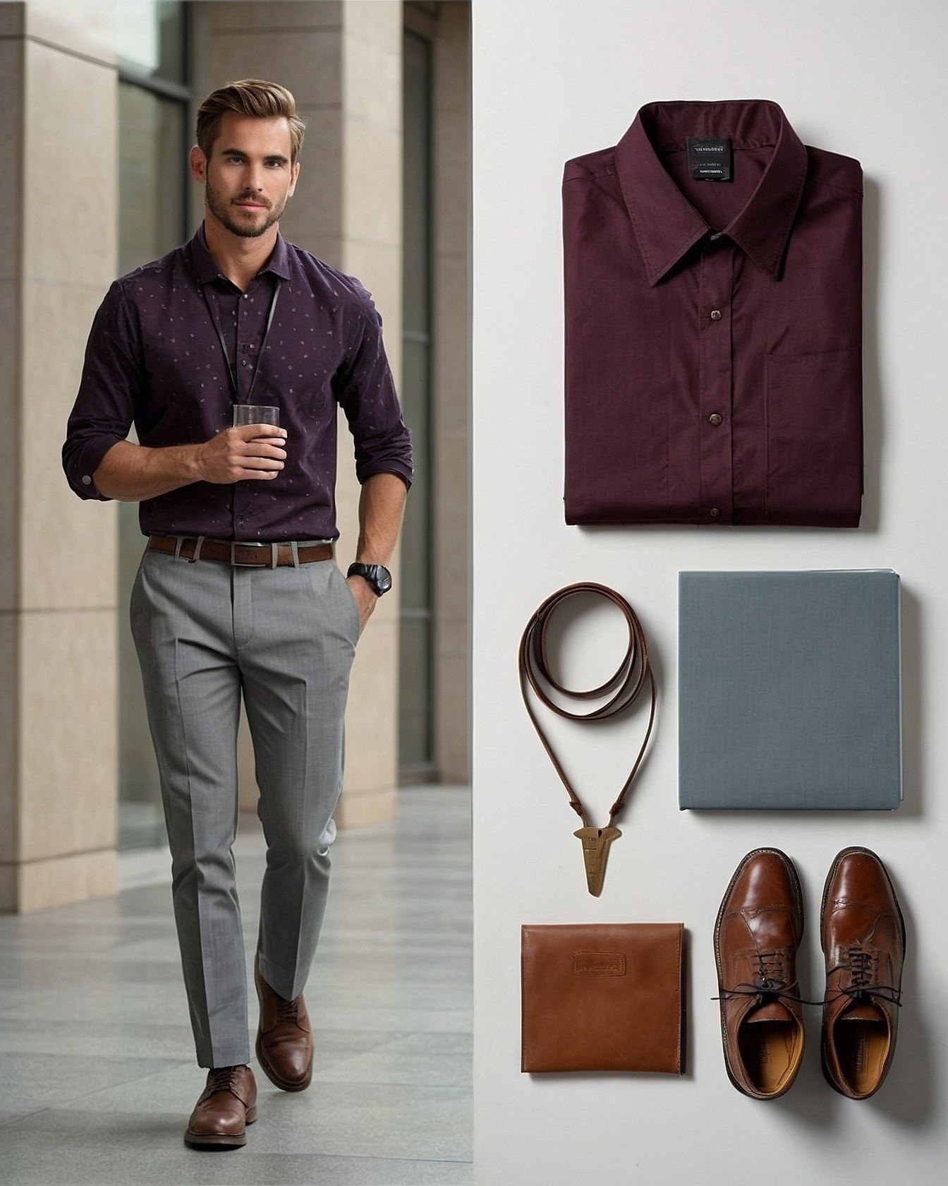 Sharp Trousers Meet Relaxed Patterned Shirt