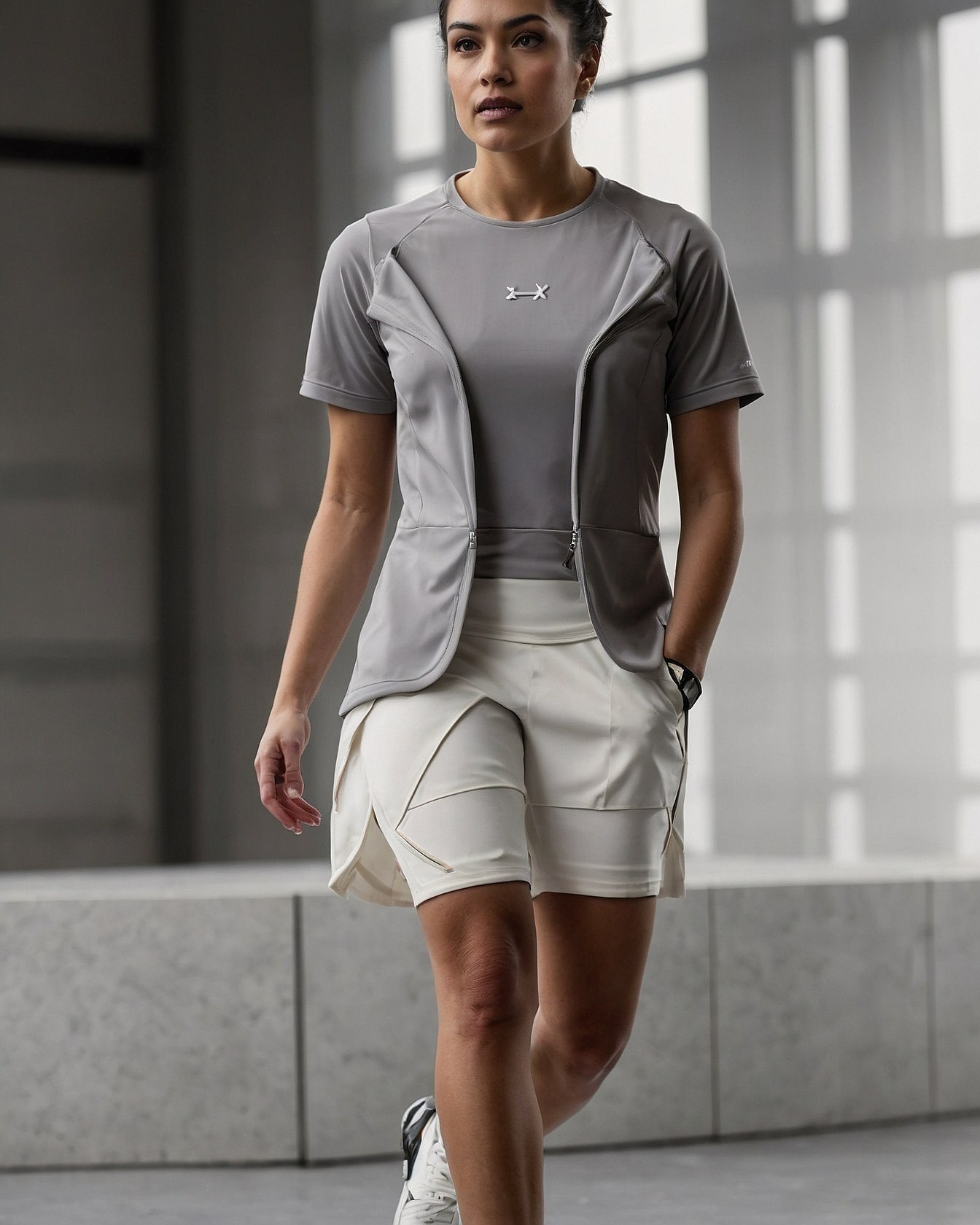 Athletic Layers Meet Soft, Flowing Lines