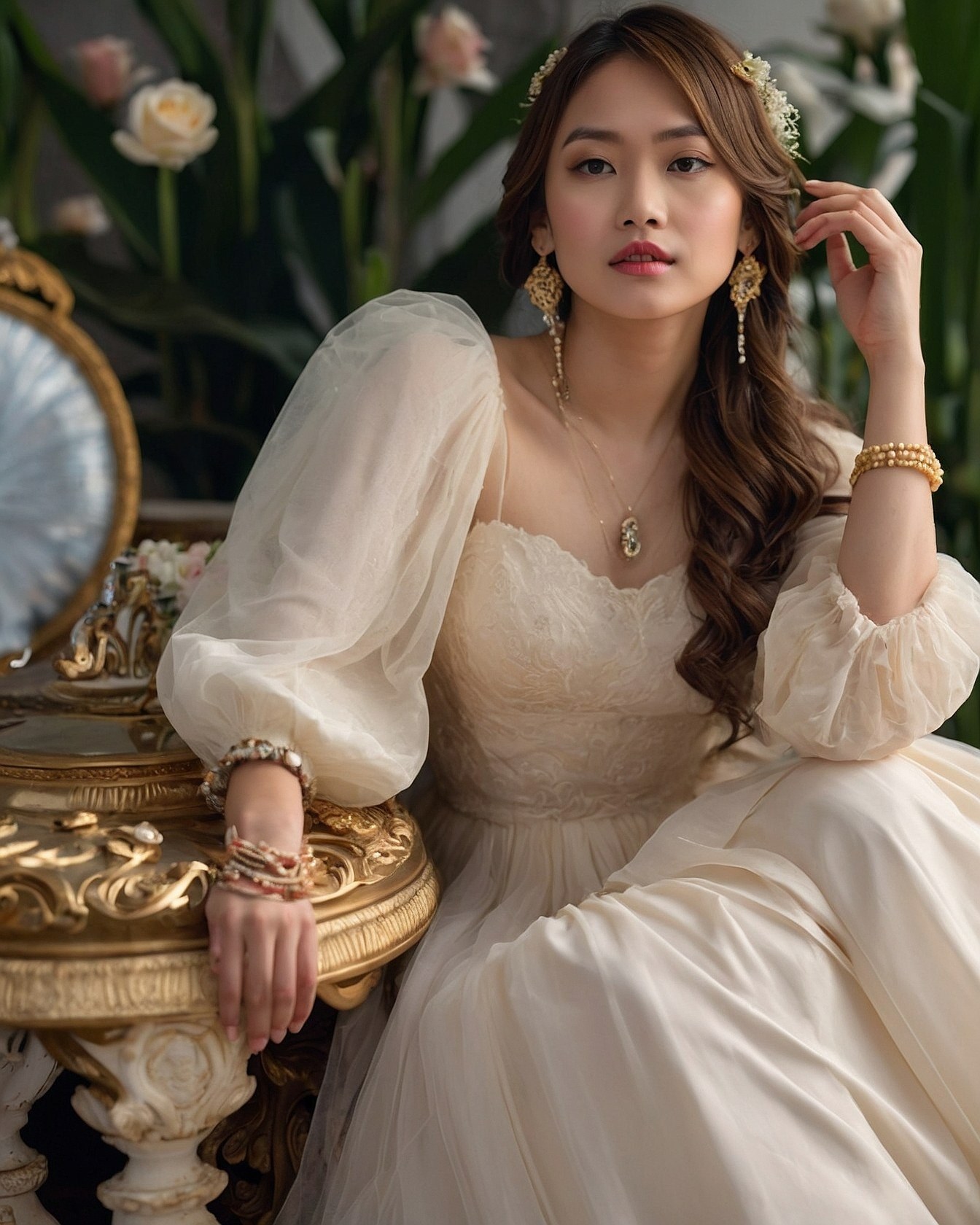Juxtaposition of Soft Tulle and Ornate Gold