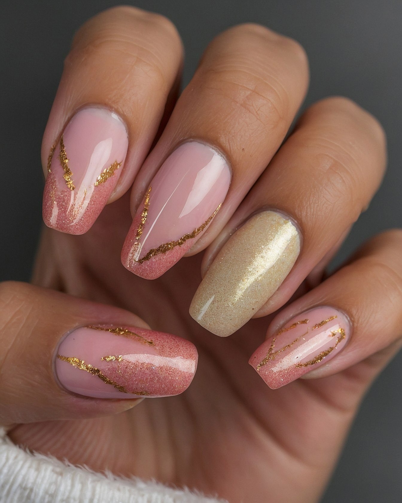 Pink with Gold Geometric Accents