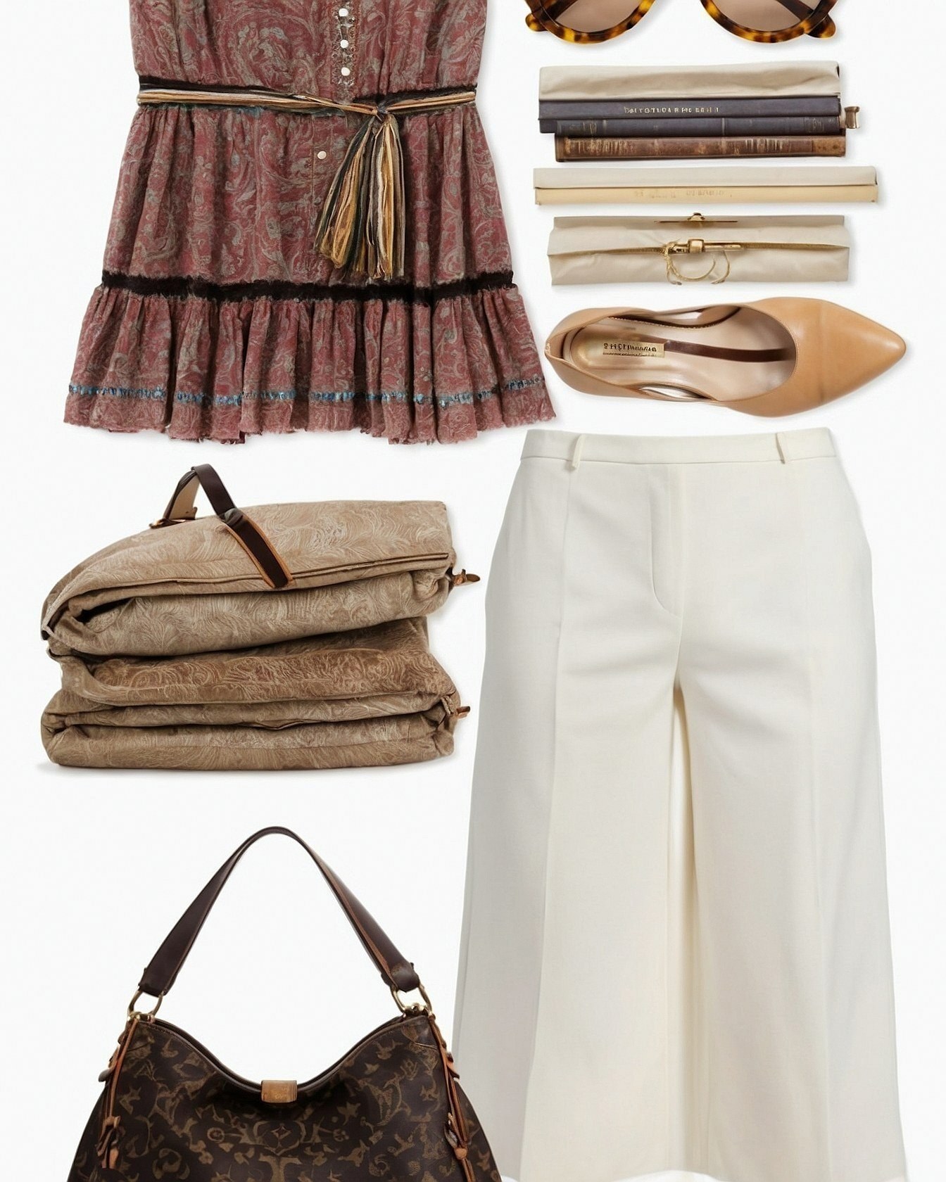 Styling Patterned Dresses with Neutral Culottes