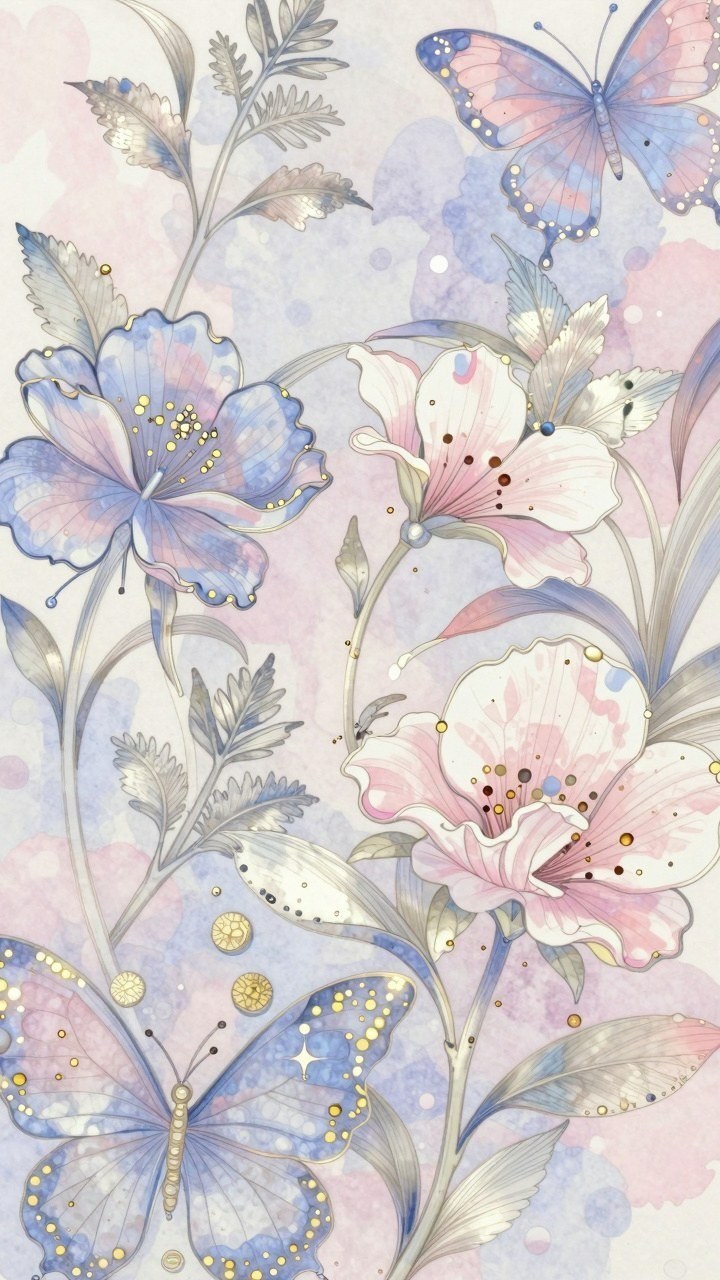 Adding Watercolor Butterflies to Floral Phone Wallpapers