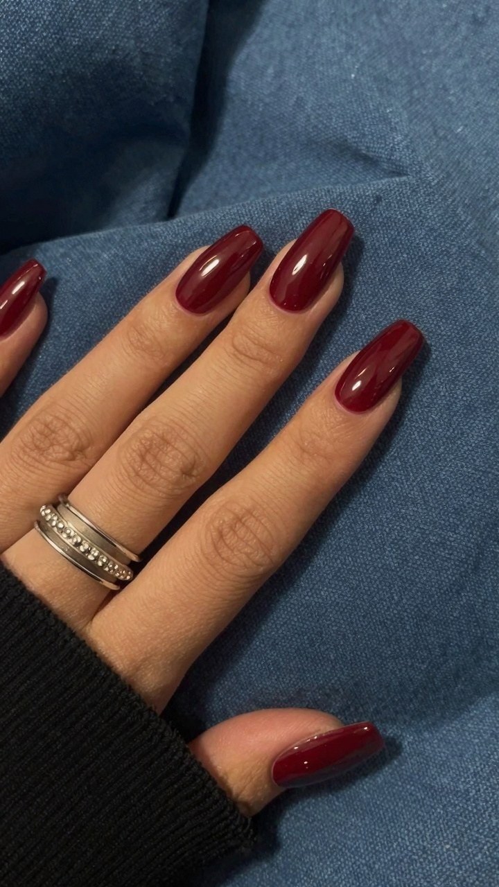 Adding Simple Rings to Complement Wine Red Nails