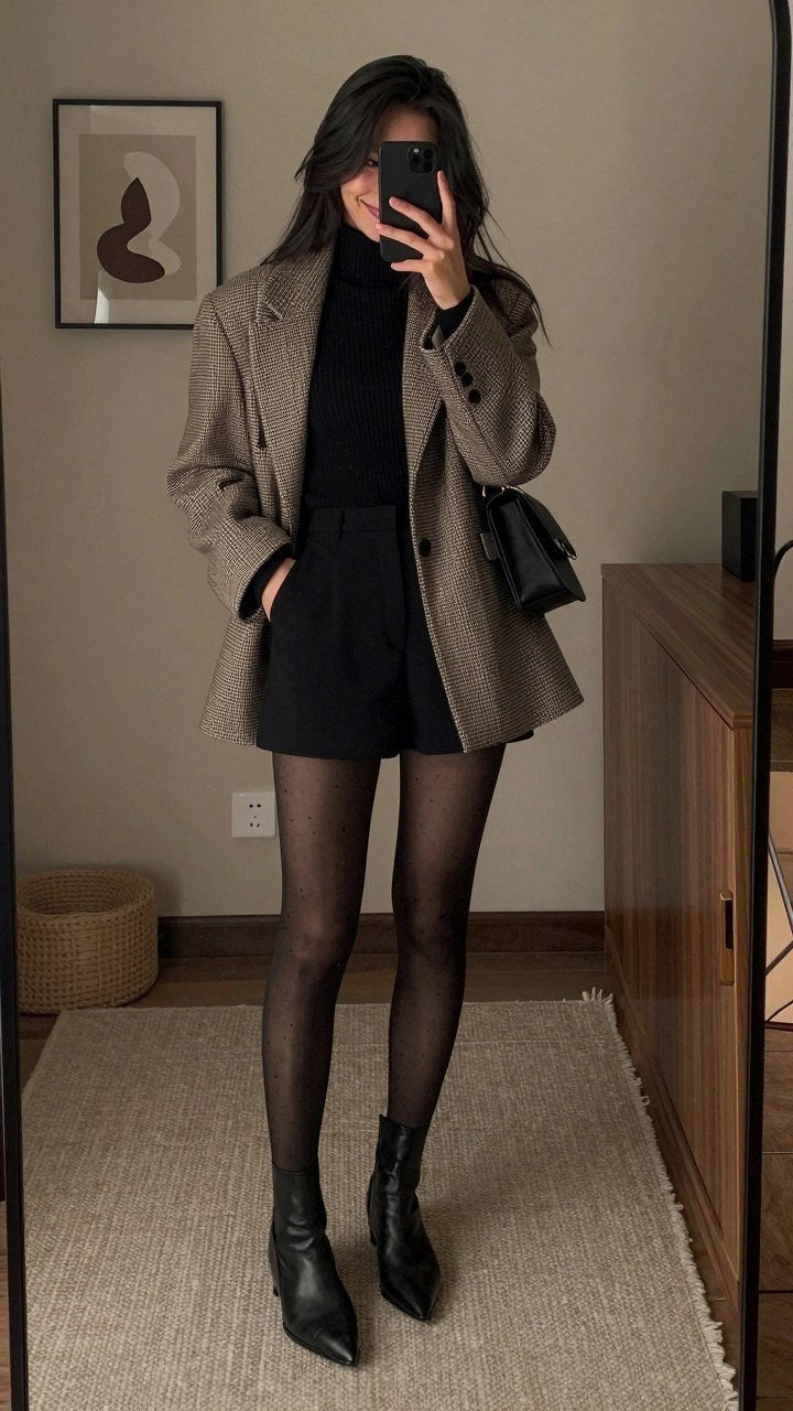 Pairing a Houndstooth Blazer with Tailored Shorts