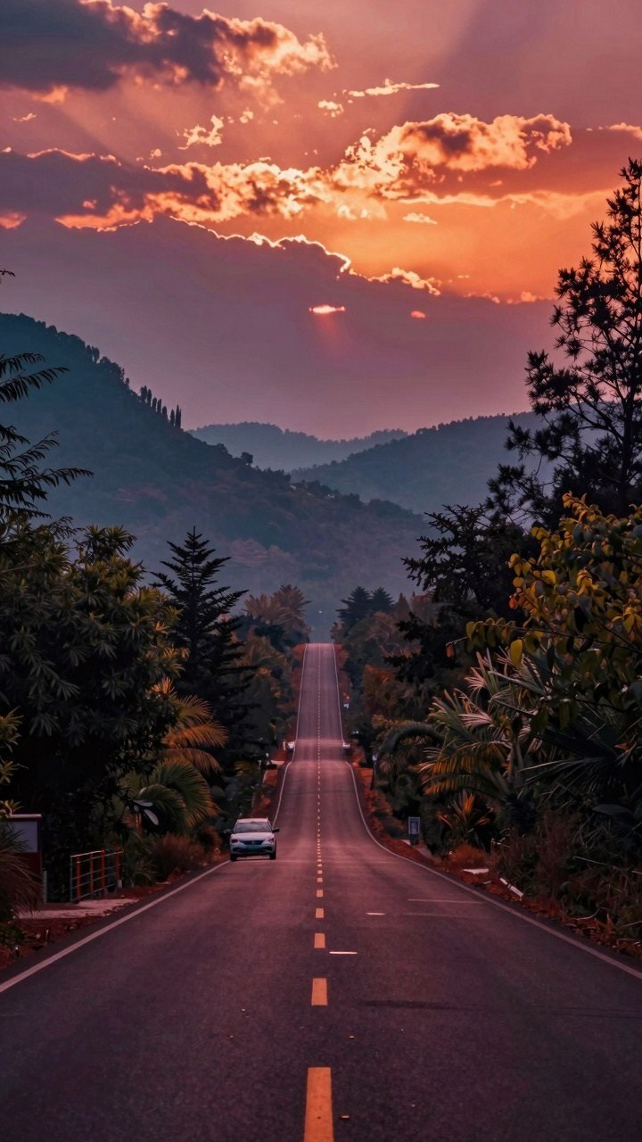 Embracing A Winding Road Fantasy Forest Wallpaper