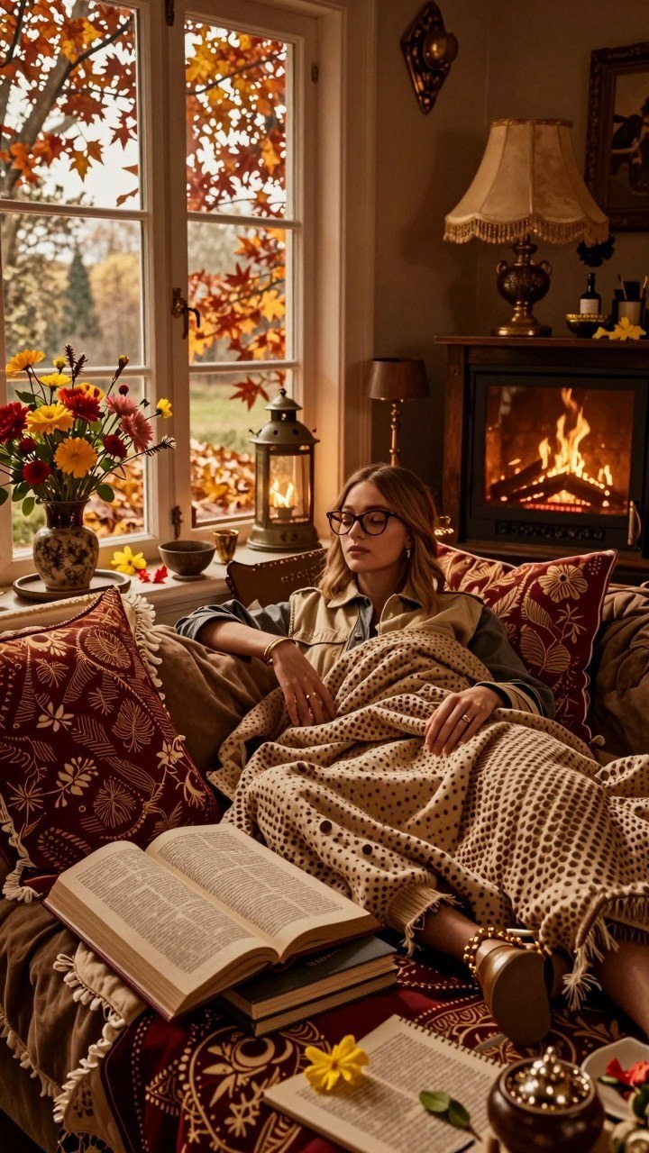 Creating a Cozy Indoor Autumn Reading Nook Wallpaper