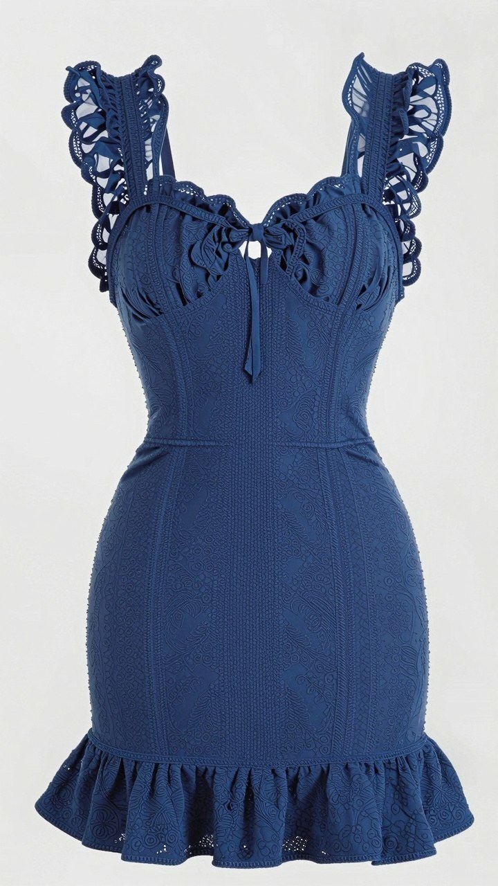 Embracing Structured Swim Dresses with Ruffle Straps