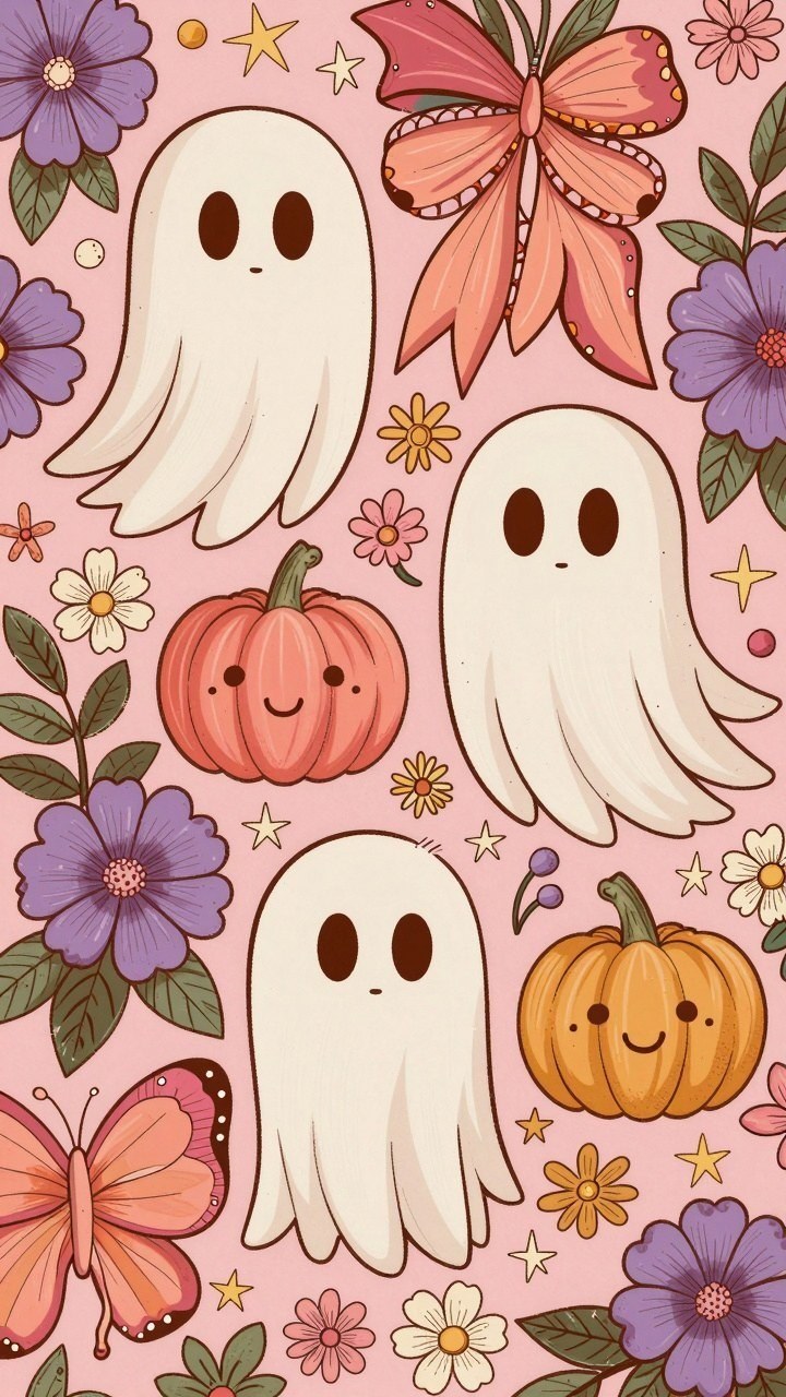 Embracing Cute Pastel Ghost Wallpaper Designs for October