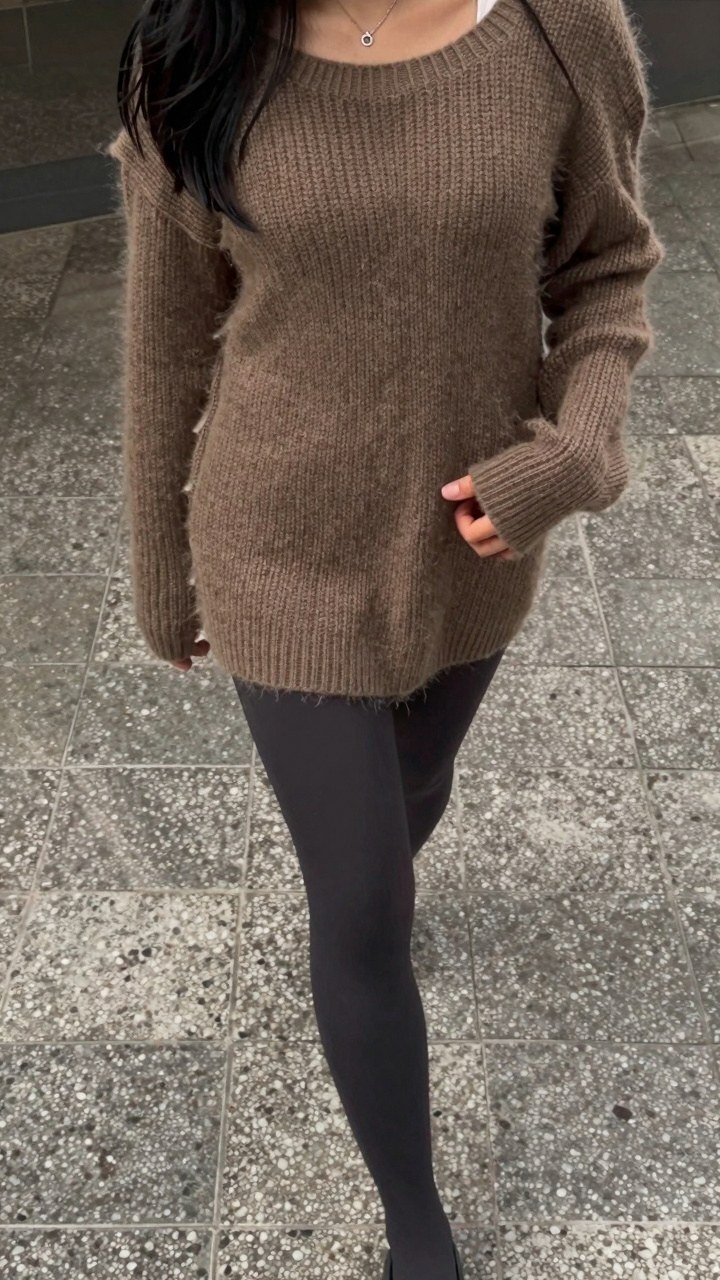 Layering Cozy Scoop Neck Sweaters With Leggings