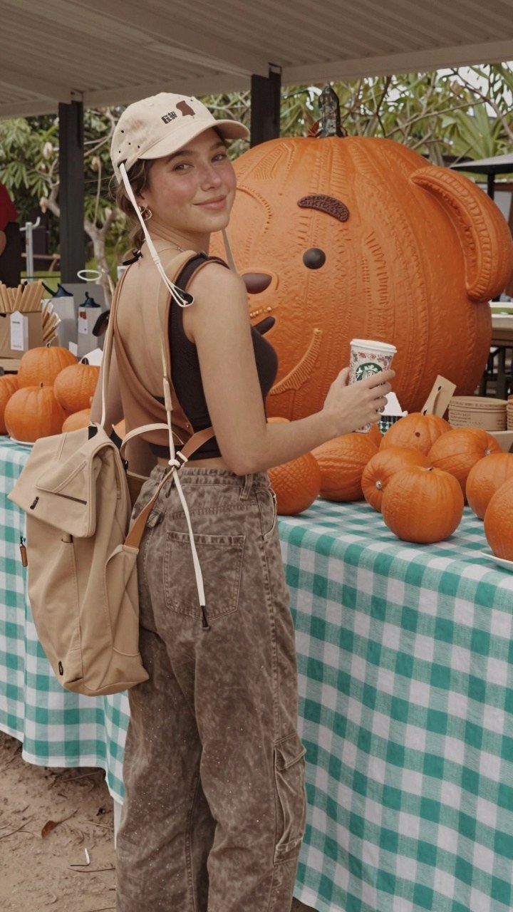 Adding a Casual Baseball Cap and Backpack to Your Denim Skirt