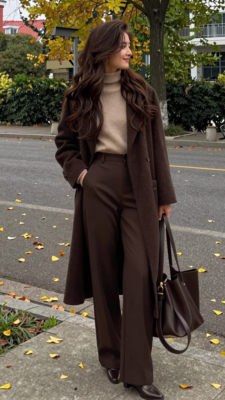 Adding a Tailored Wool Coat to Wide Leg Trousers