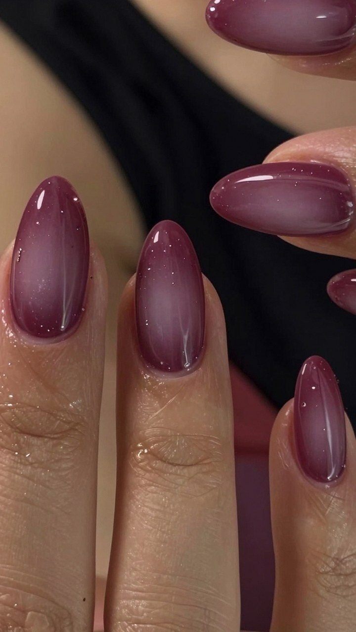 Adding Cat Eye Shimmer to Burgundy Dot Nails