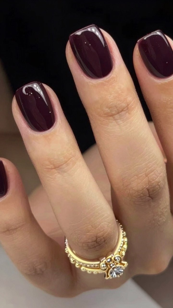 Pairing Deep Plum Builder Gel with Gold Rings