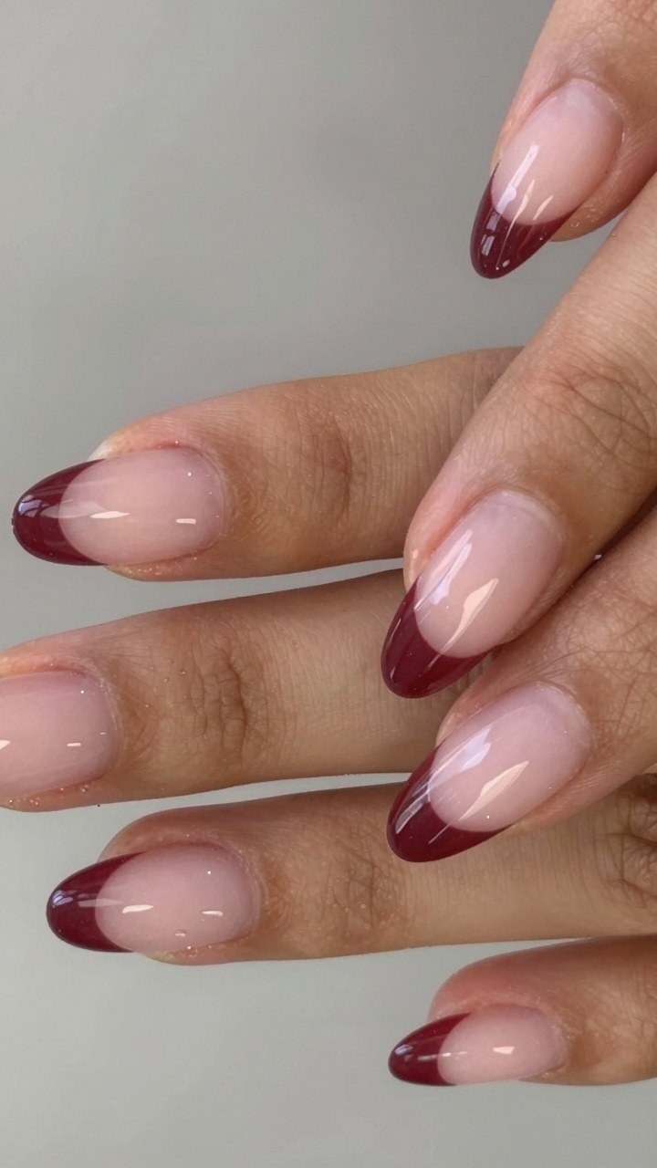 Trying Deep Cherry Mocha French Tip Nails