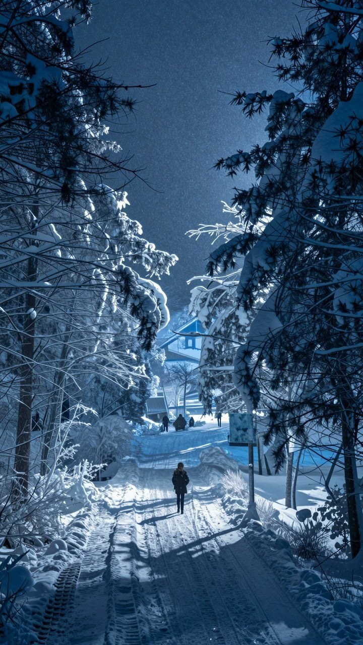 Quiet Winter Forest Path Phone Screensavers