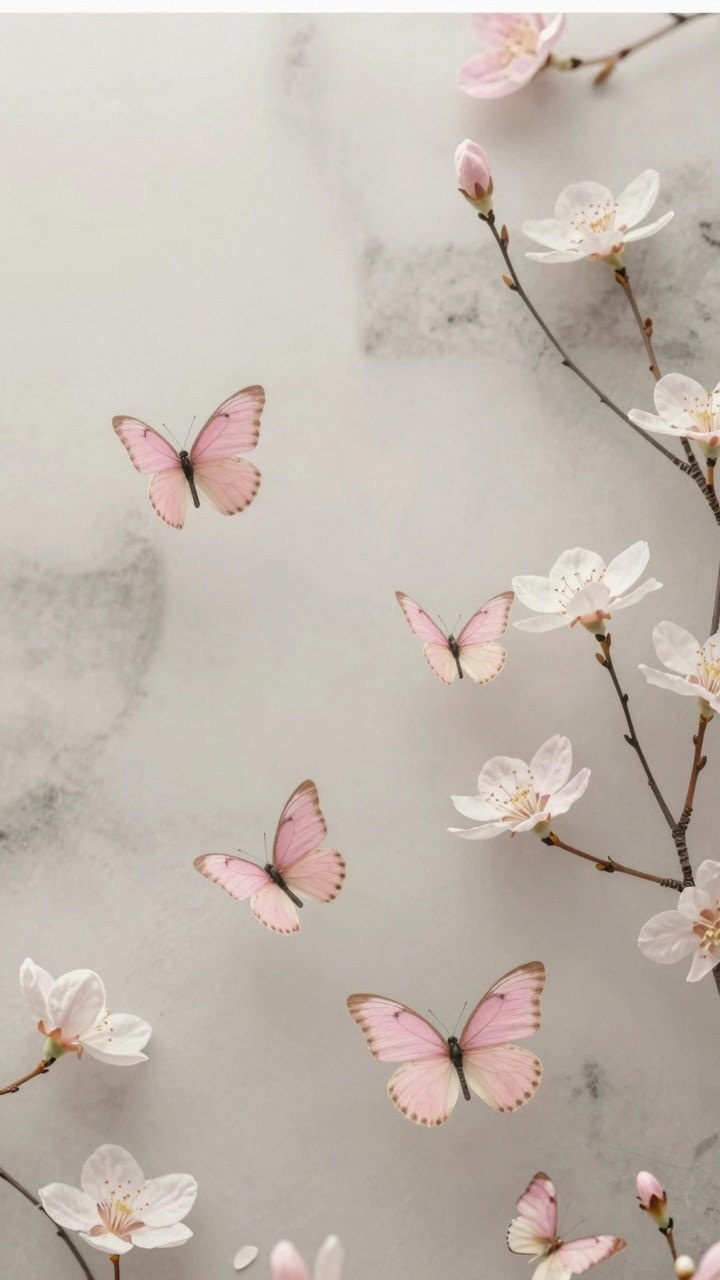 Charming Butterfly and Blossom Preppy Holiday Wallpapers