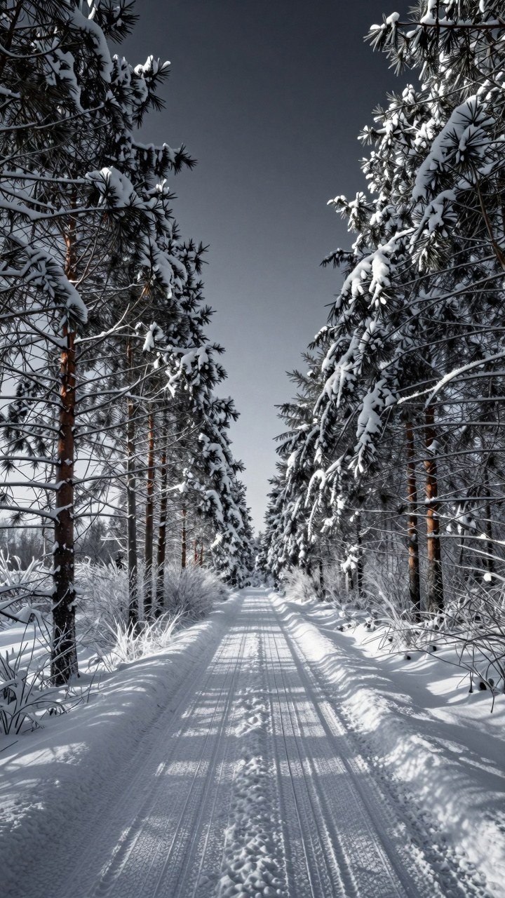 Snowy Pine Forest Paths for Cozy Winter Phone Screens