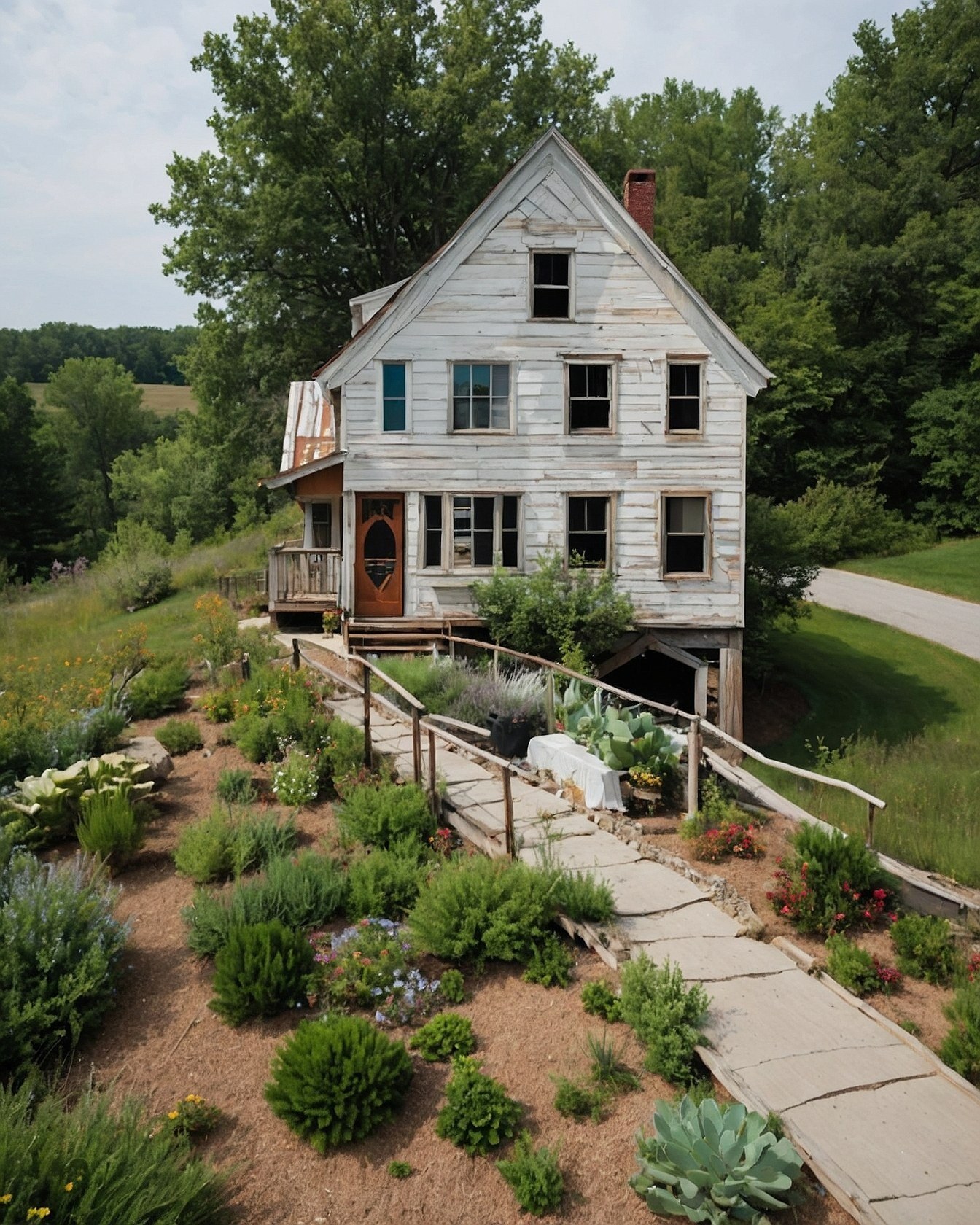 Weathered Wood Accents and Welcoming Entry