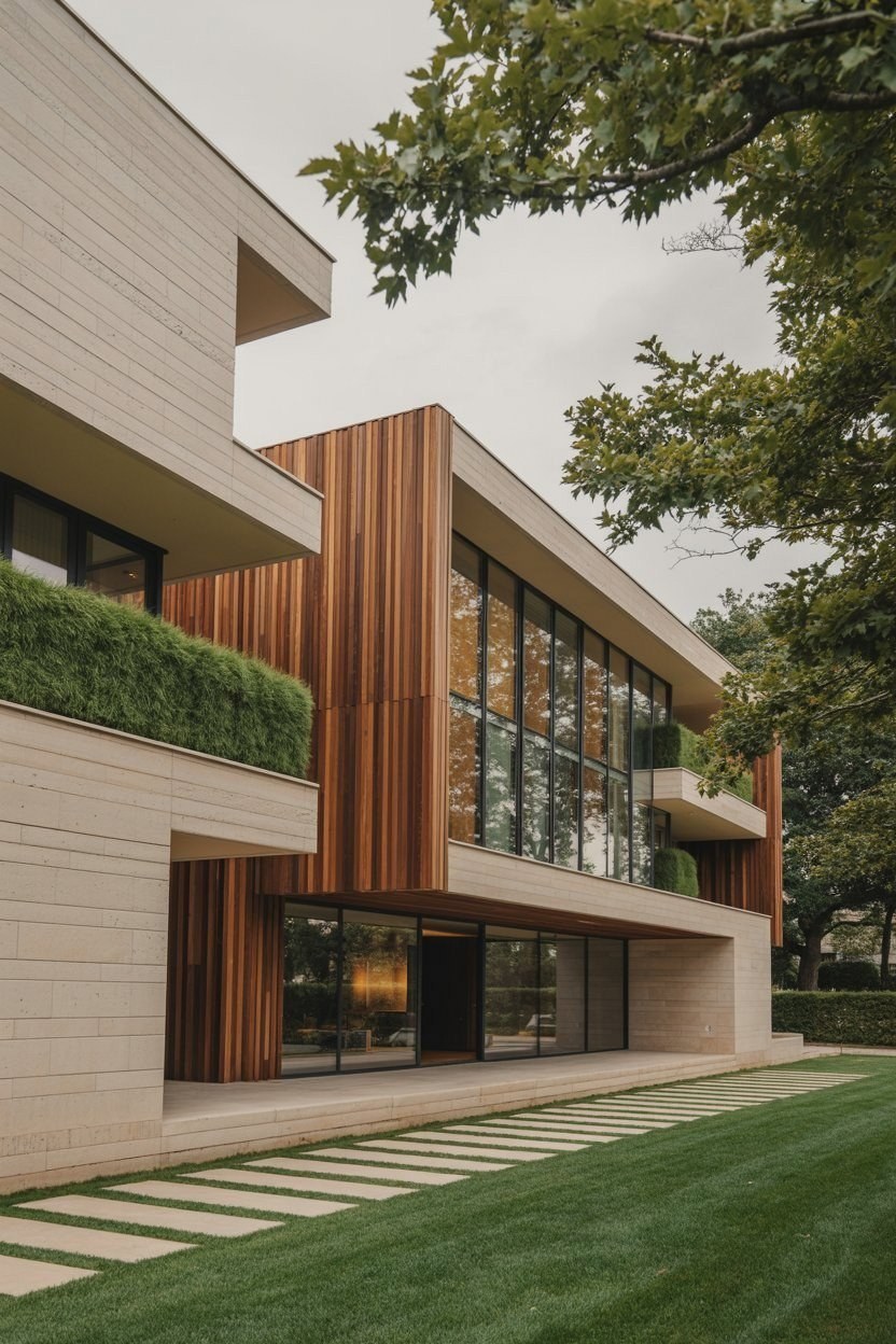Luxury Modern House Exterior: Wood & Glass Facade Ideas