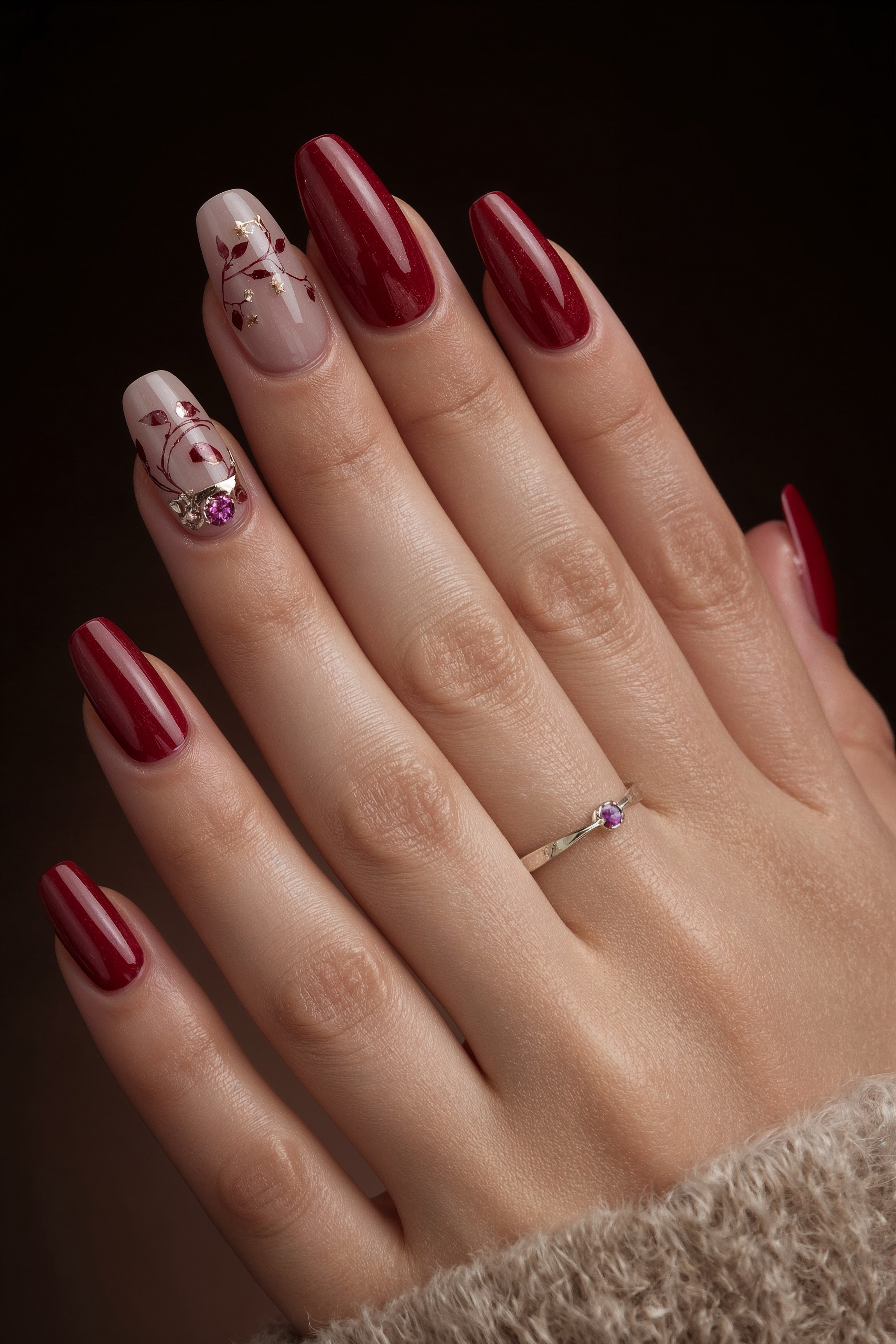 Elegant Burgundy Almond Nails: Deep Red Manicure Inspiration