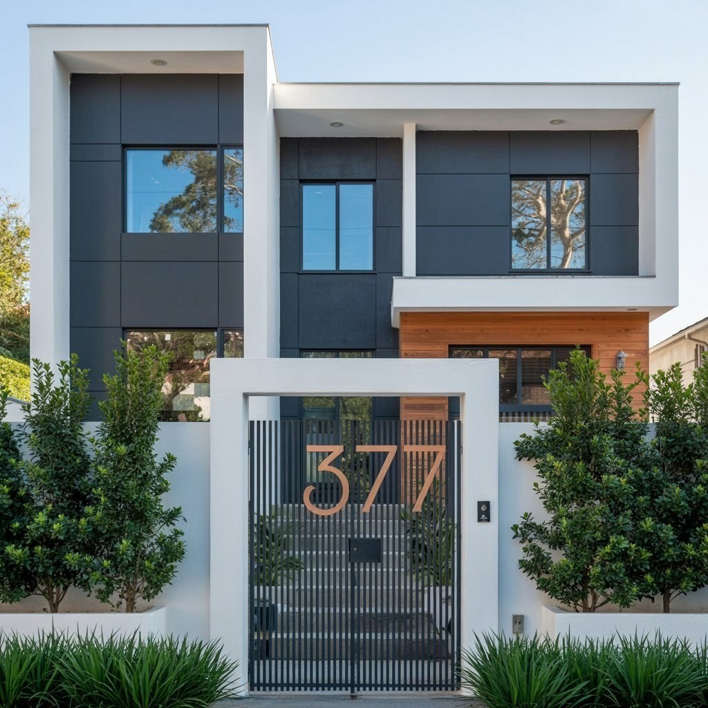 2-Story Modern House Design: Sleek Wood Accents for 2024