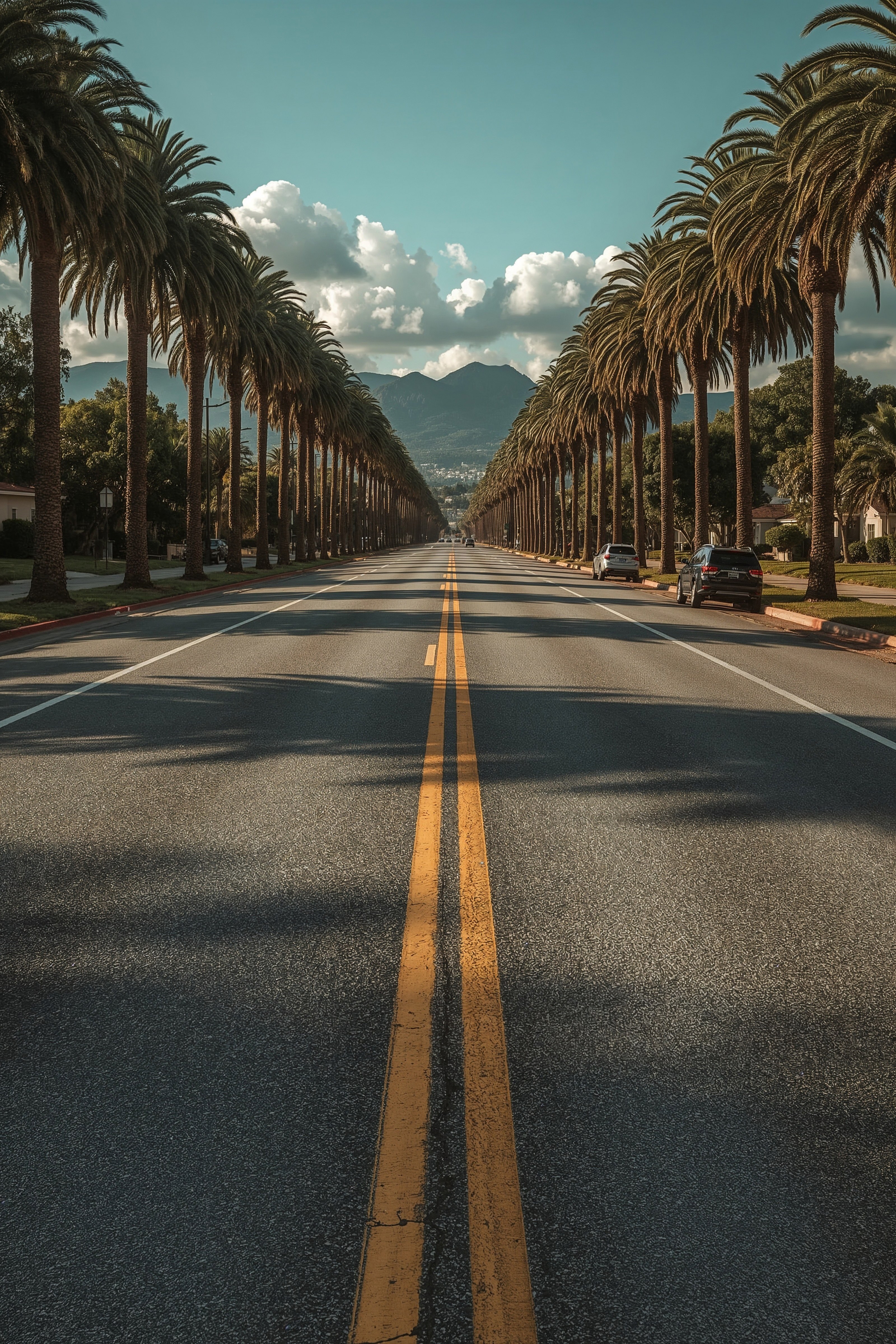 Palm Tree Avenue iPhone Wallpaper: Vibrant Cityscape Meets Tropical Vibes