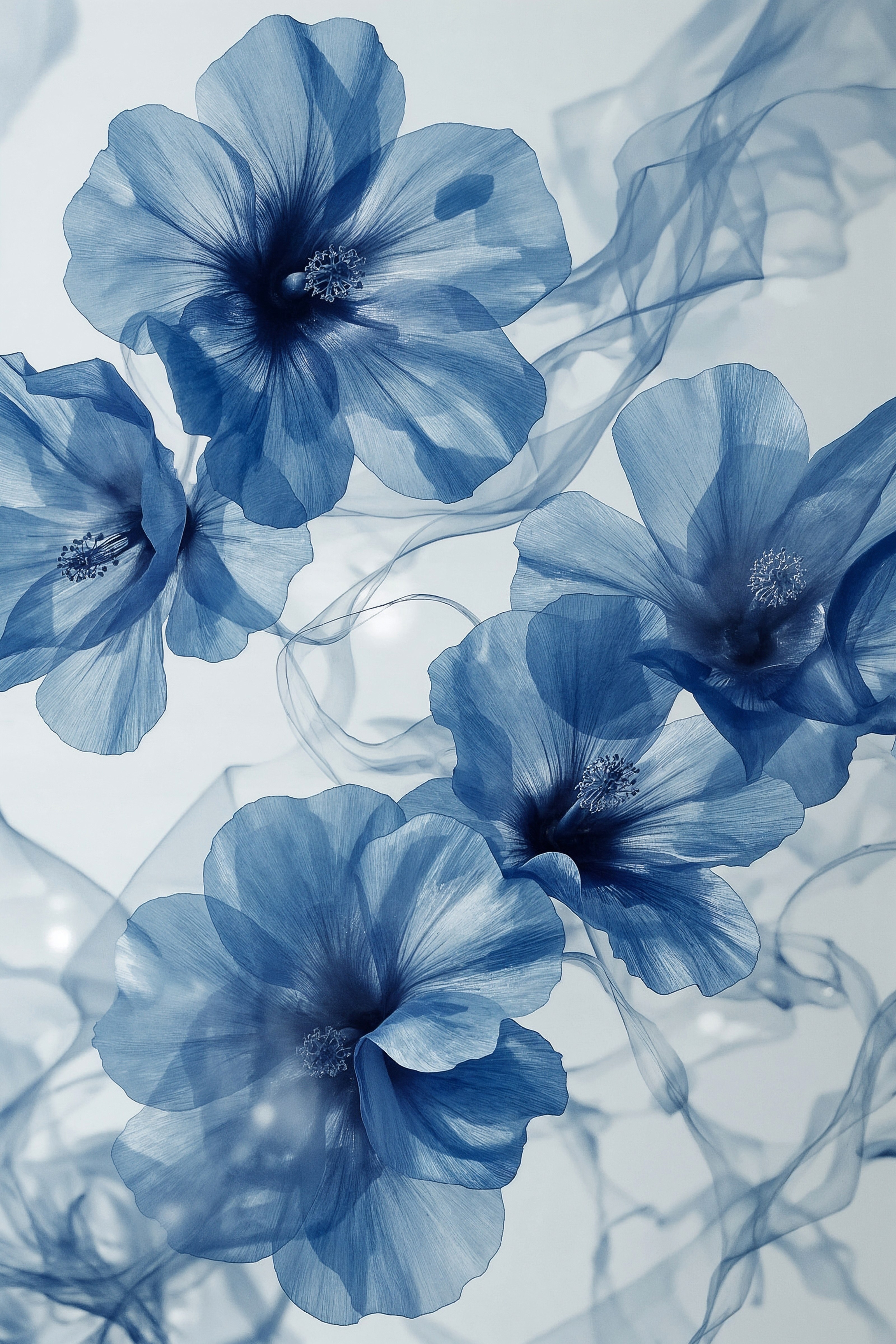 Ethereal Blue Flower Aesthetic: Serene Phone & Tablet Wallpapers