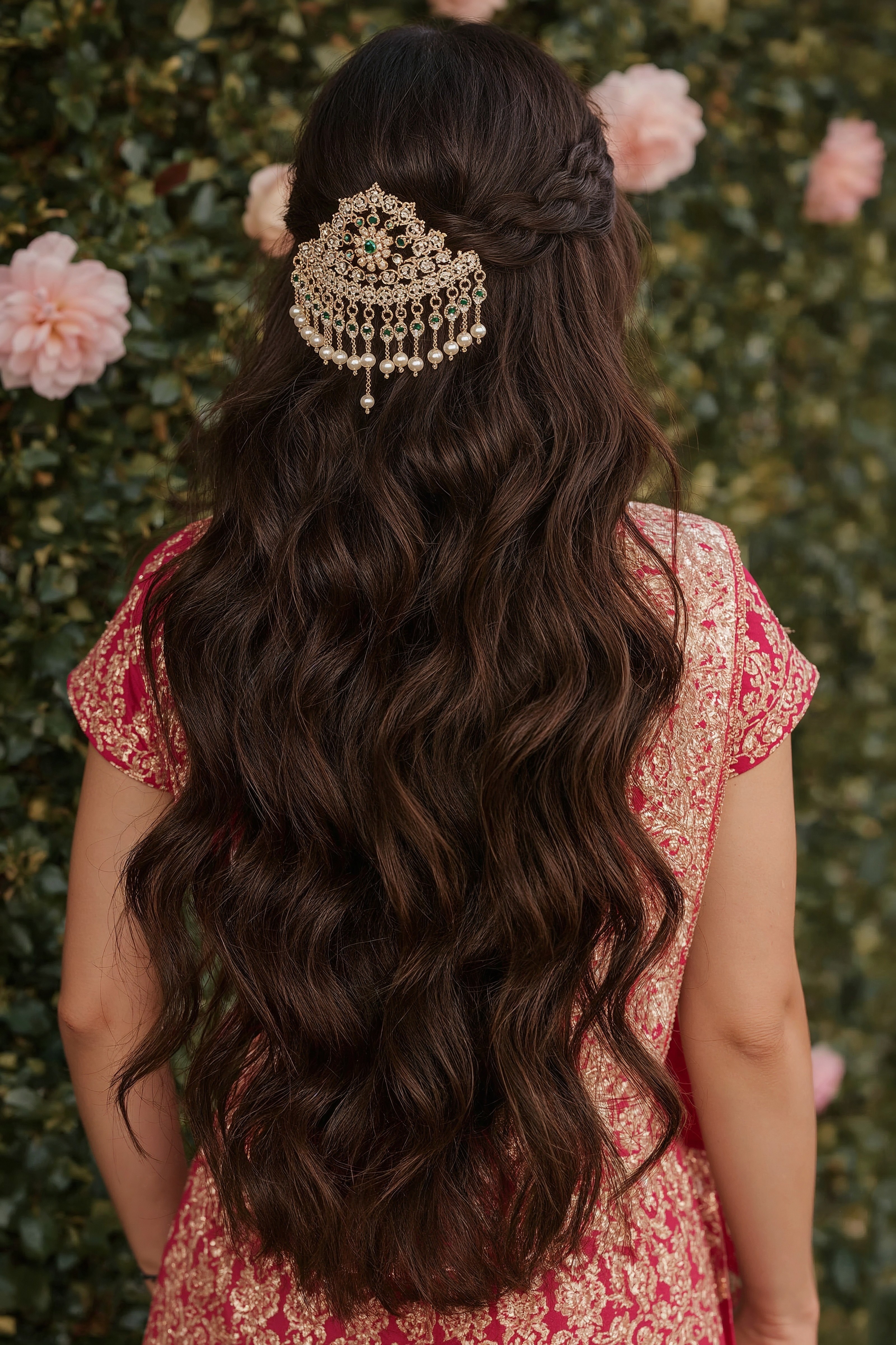 Elegant Indian Wedding Hairstyles: Golden Curls for Brides