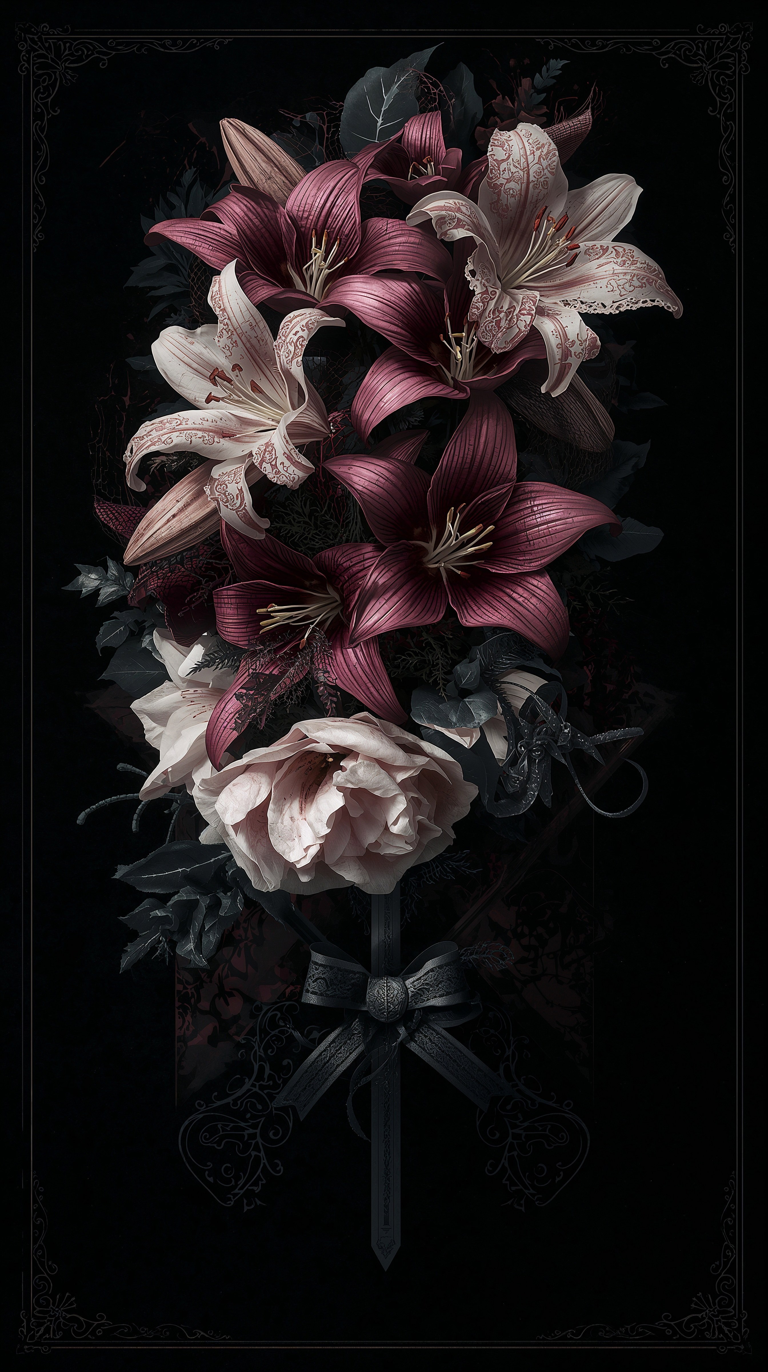 Coquette Black & Pink Emo Aesthetic Wallpaper for iPhone
