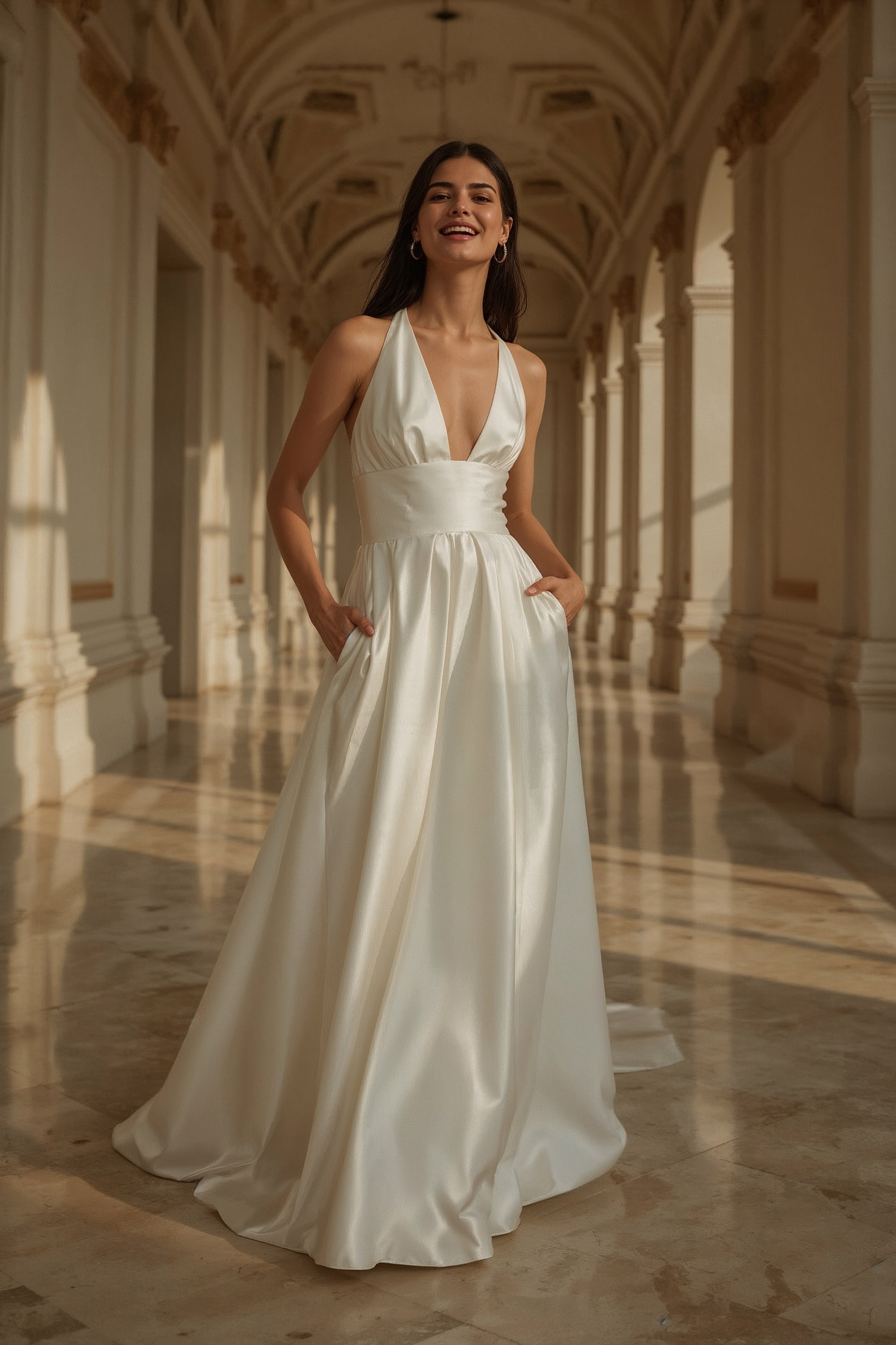Elegant Silk A-Line Wedding Dress: Timeless Bridal Style