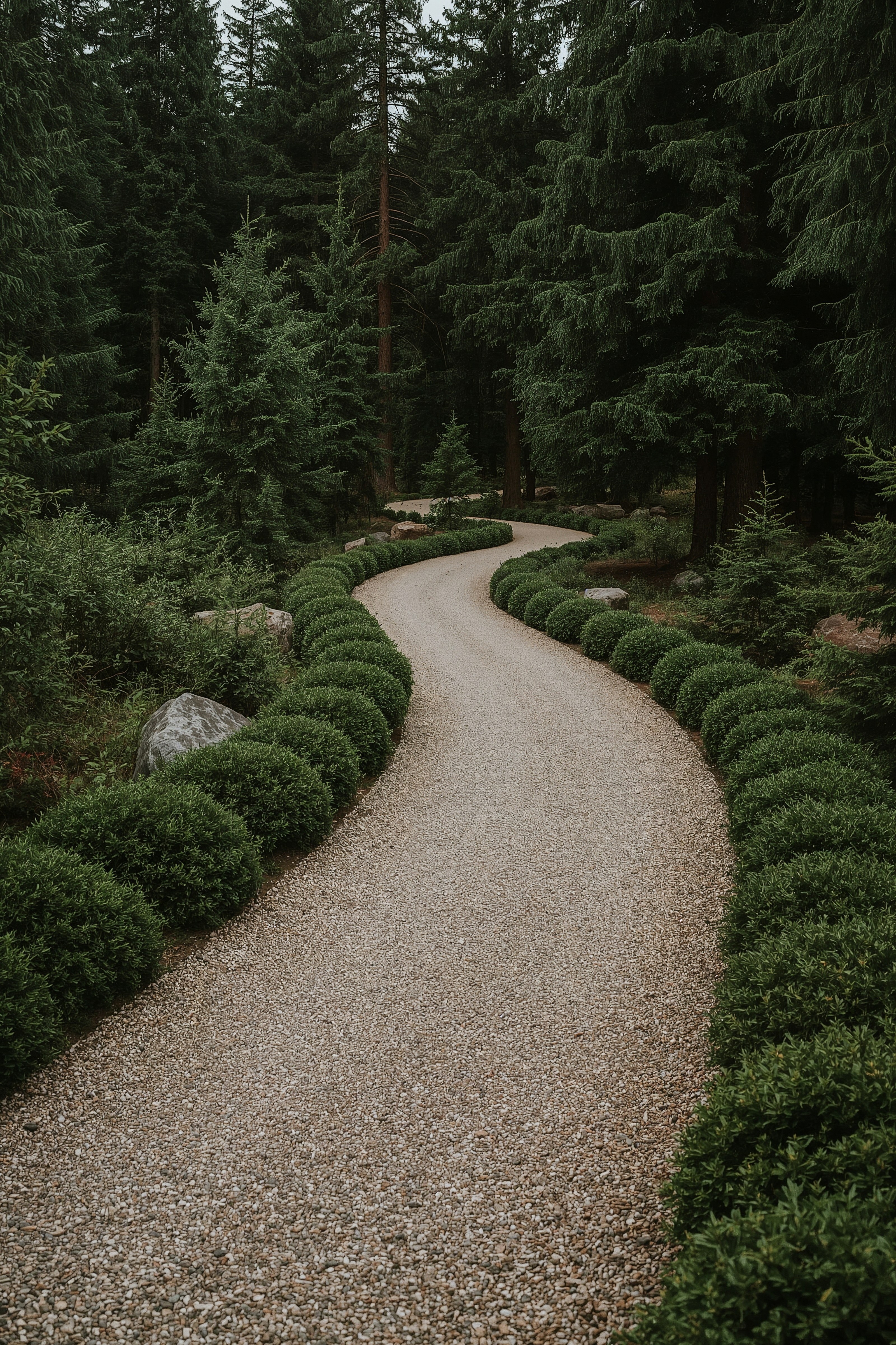 Serene Evergreen Forest Garden Design Ideas