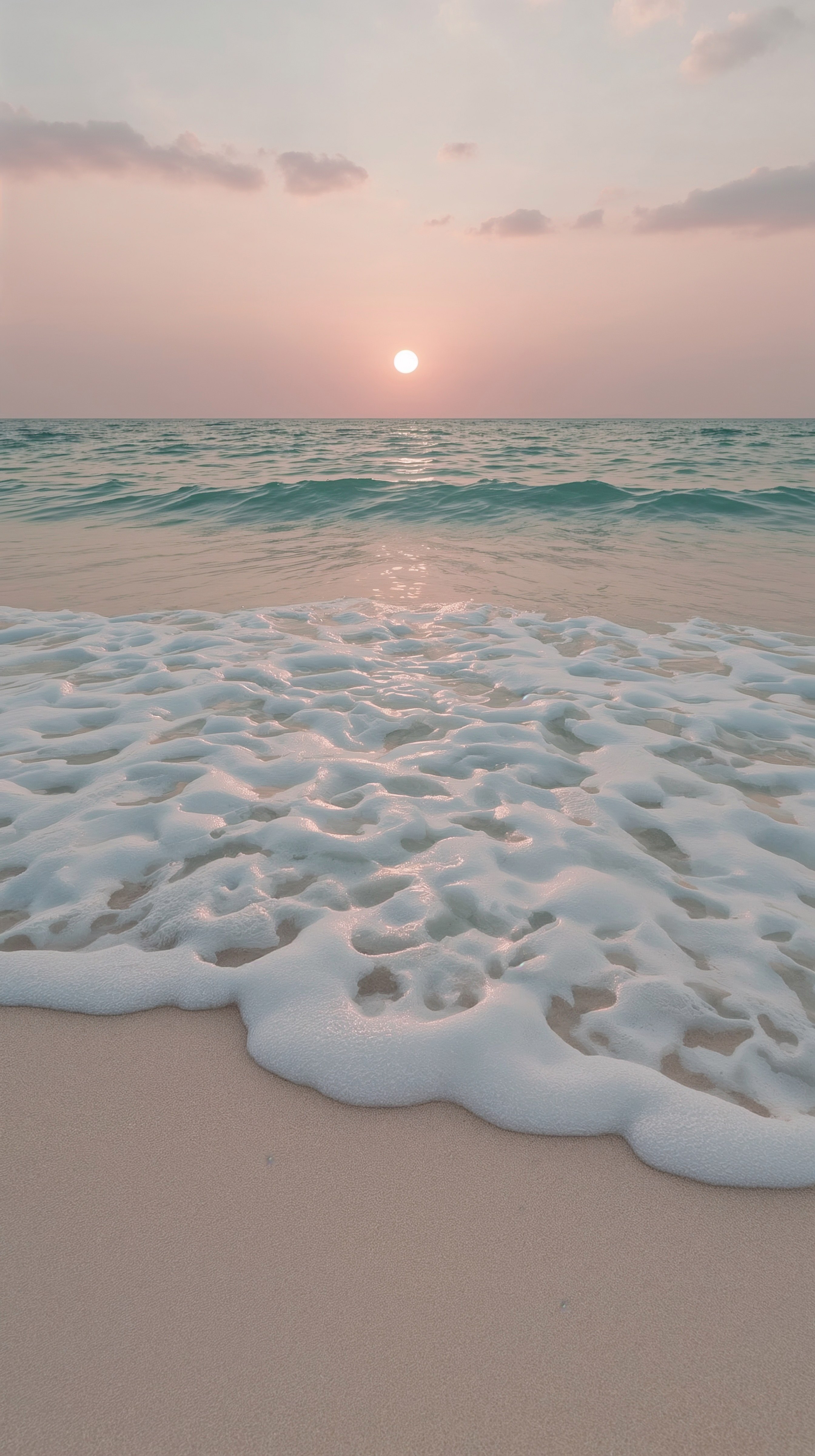 Serene Pastel Sunset: Vertical Ocean iPhone Wallpaper 4K