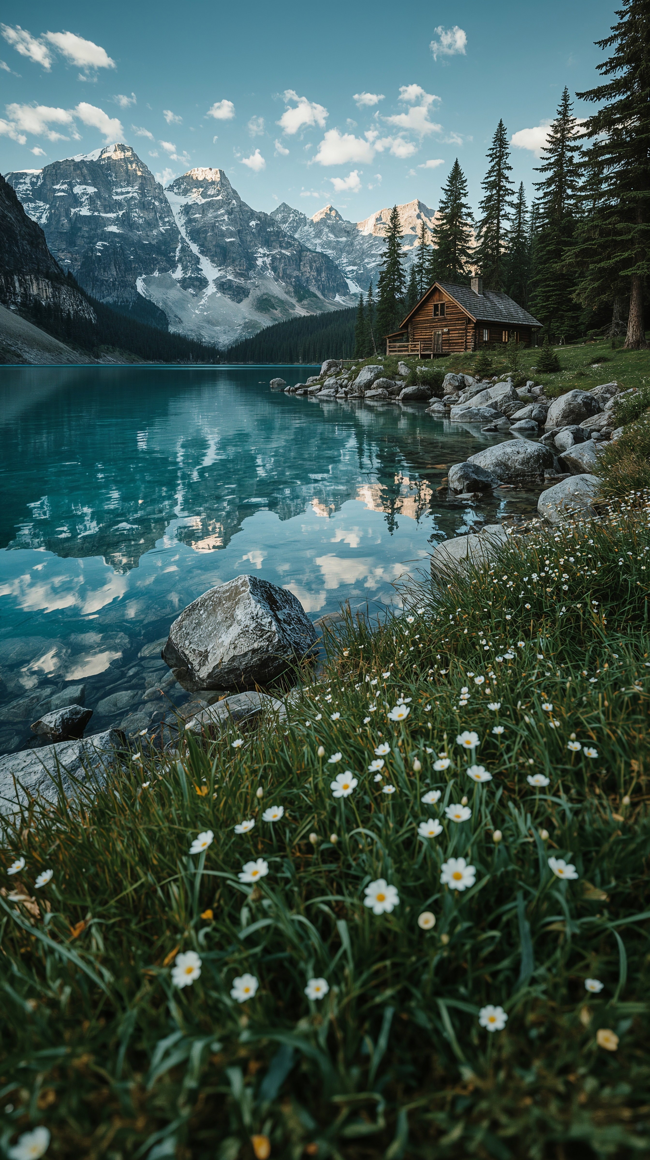 Tranquil Mountain Lake: Serene Nature Wallpaper 4K Escape