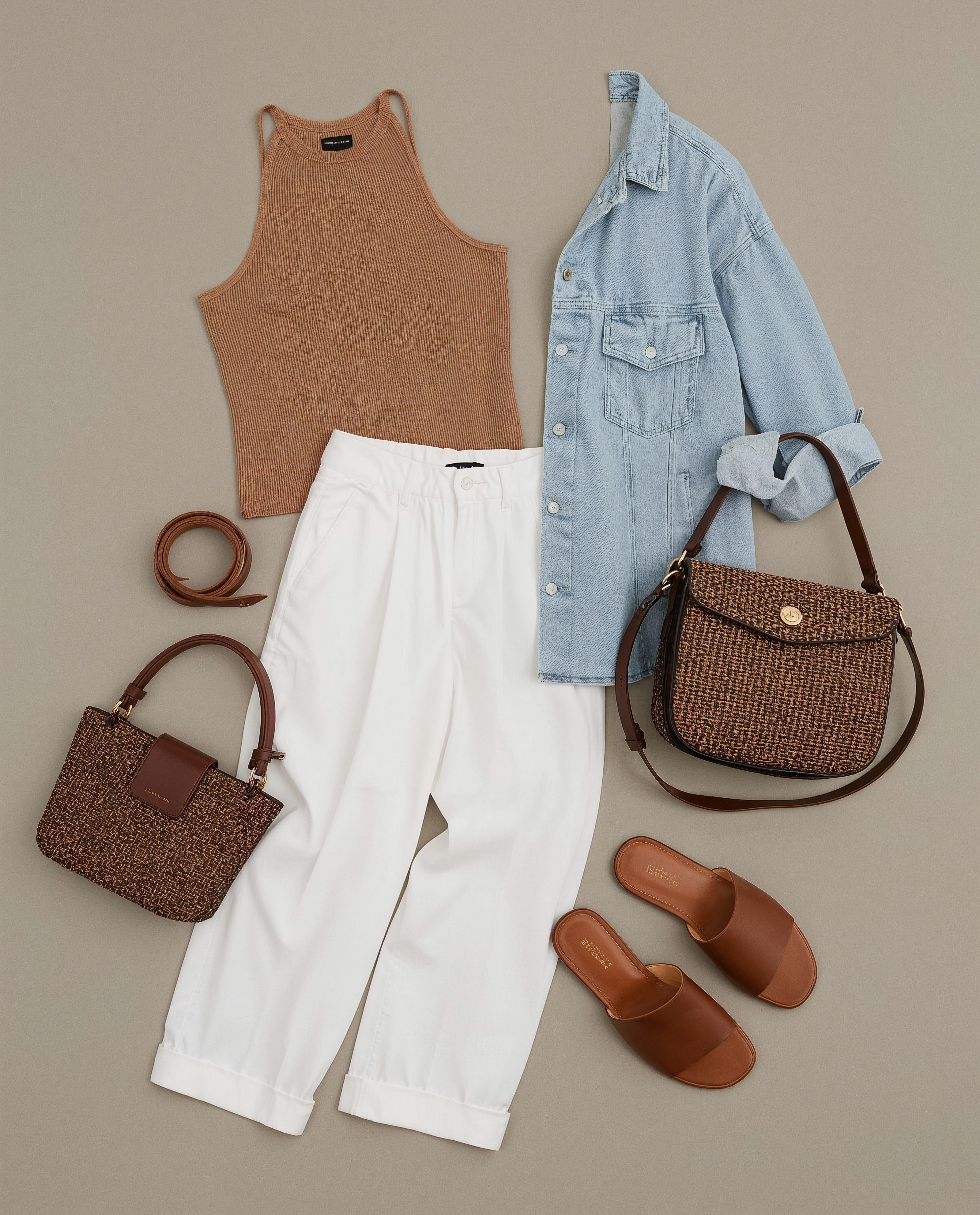 Effortless Summer Denim: Chic White Pants & Jean Shirt Outfit