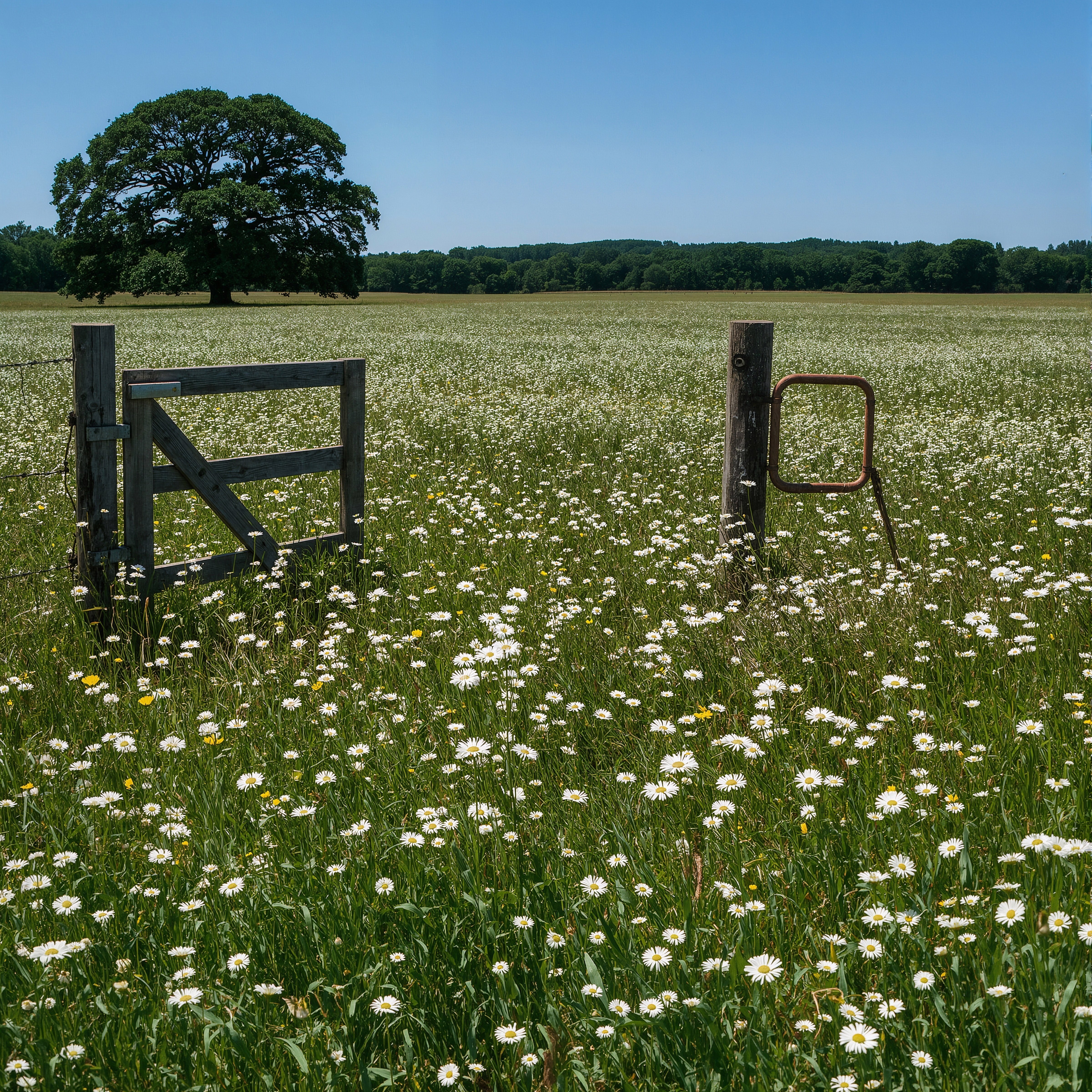 English Countryside Gate: A Peaceful Spring Wildflower Escape